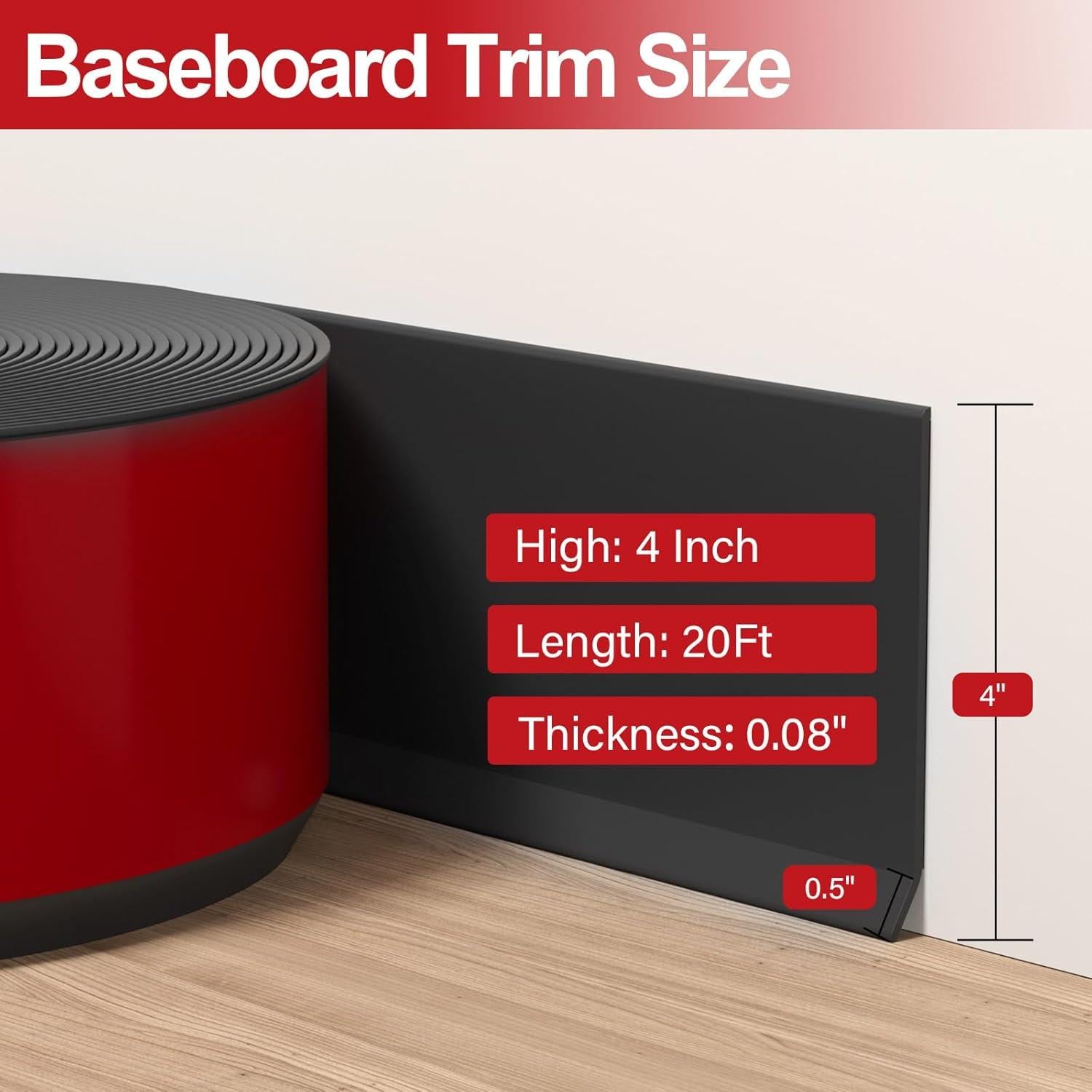 Moldura de Zócalo Autoadhesiva Frantie 1.22m Negro Flexible