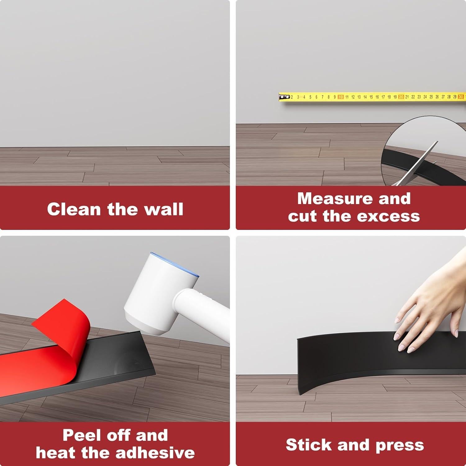 Moldura de Zócalo Autoadhesiva Frantie 1.22m Negro Flexible