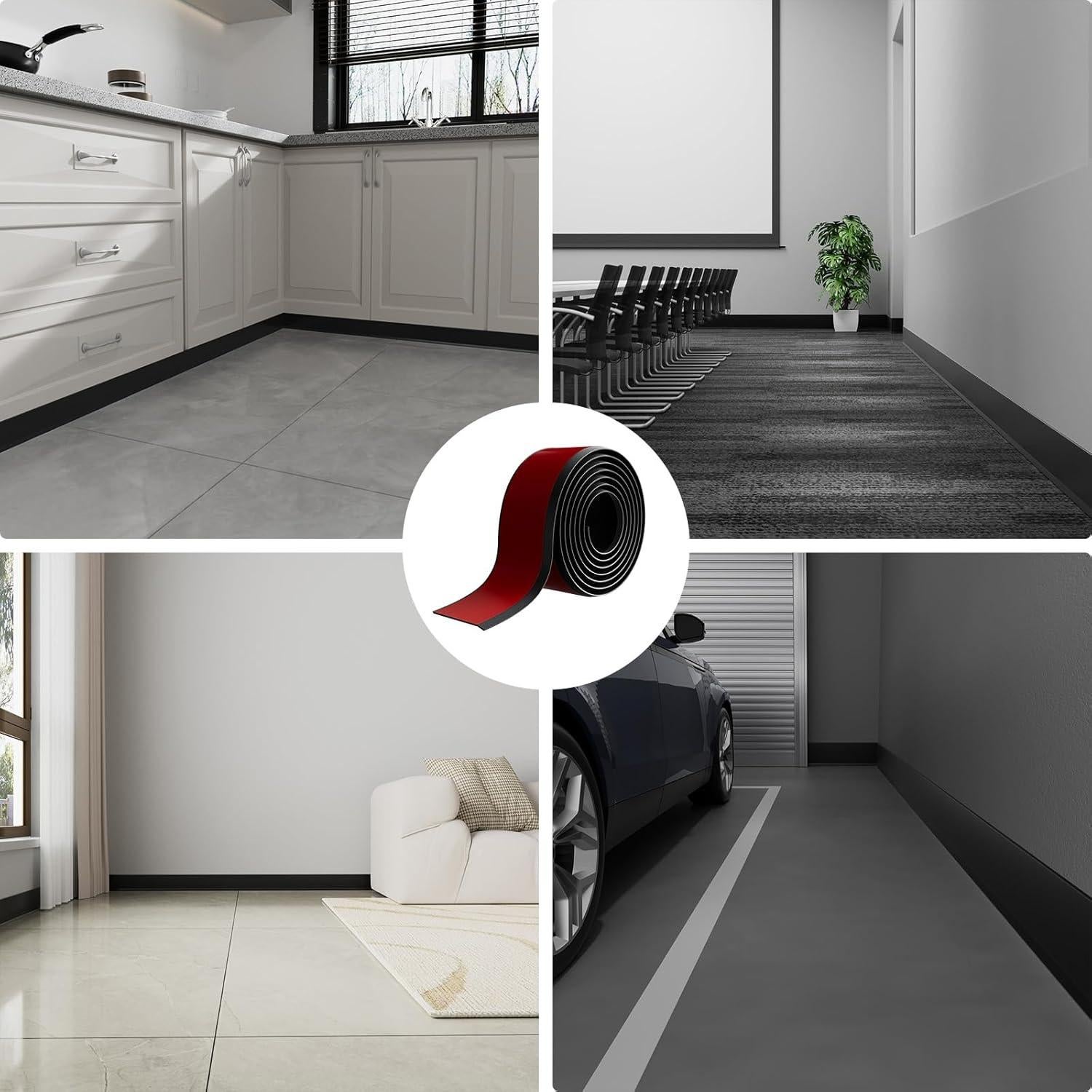 Moldura de Zócalo Autoadhesiva Frantie 1.22m Negro Flexible