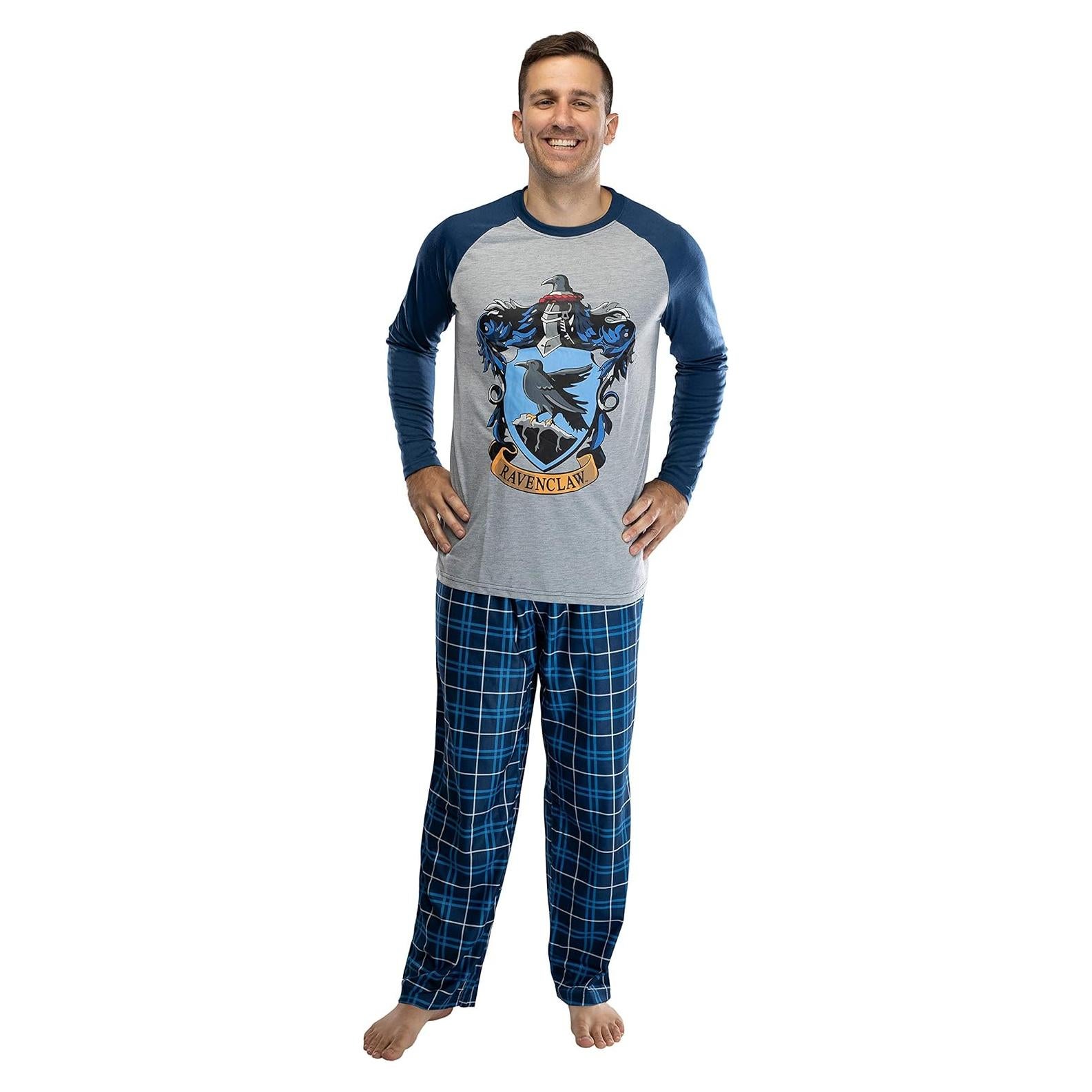 Pijama Harry Potter Raglán y Pantalones Cuadros - Ravenclaw