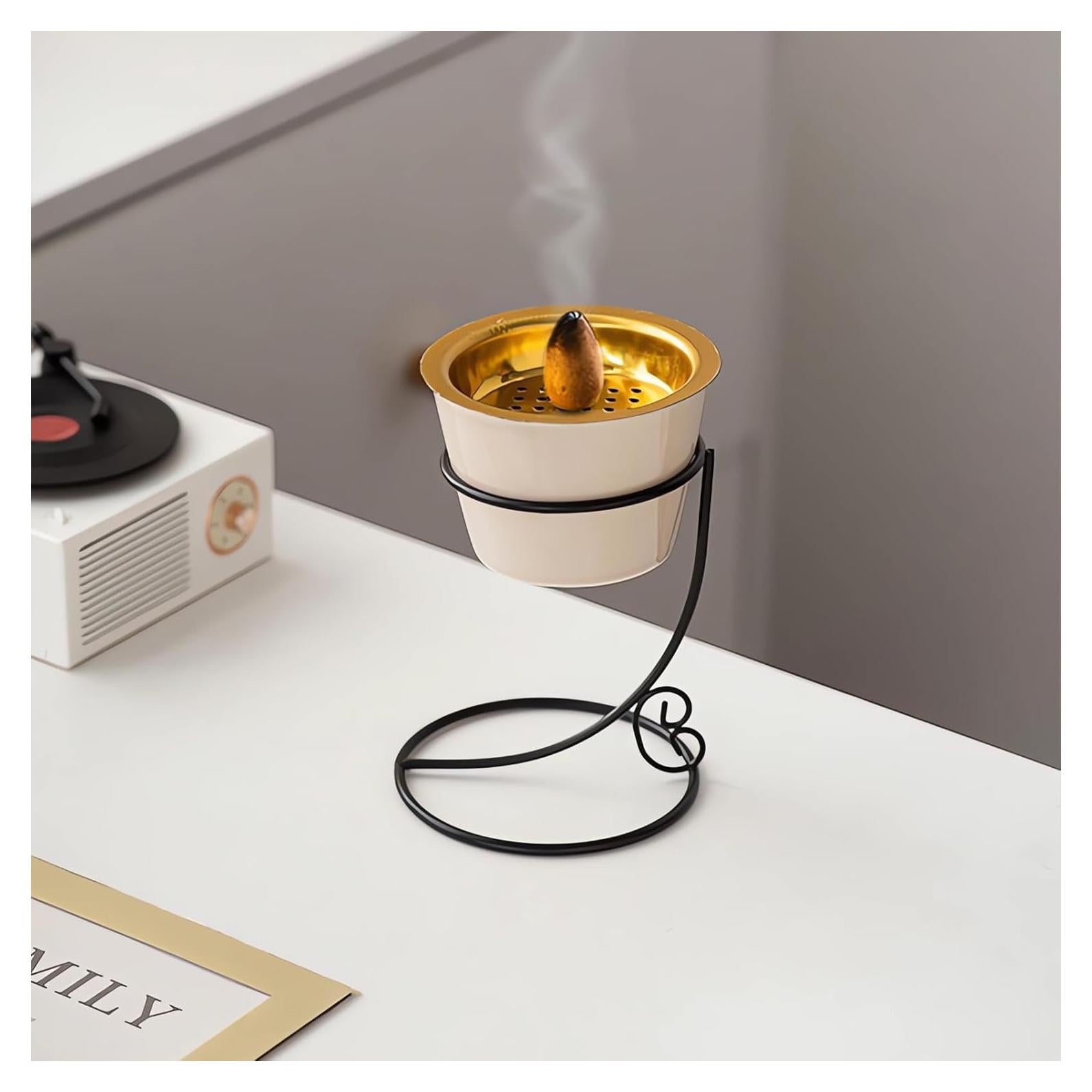 Soporte para conos de incienso Kccsnio cerámica beige 14 cm