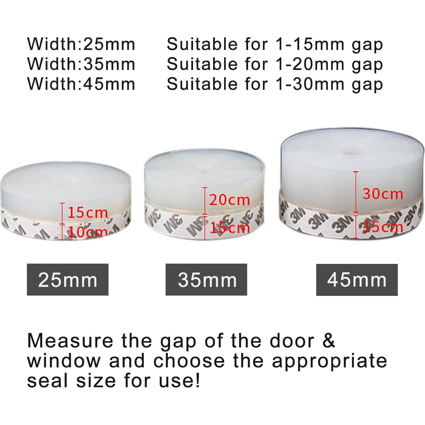 Sellador de Puerta de Silicona Transparente YIVCKOM 25mm x 7.92m