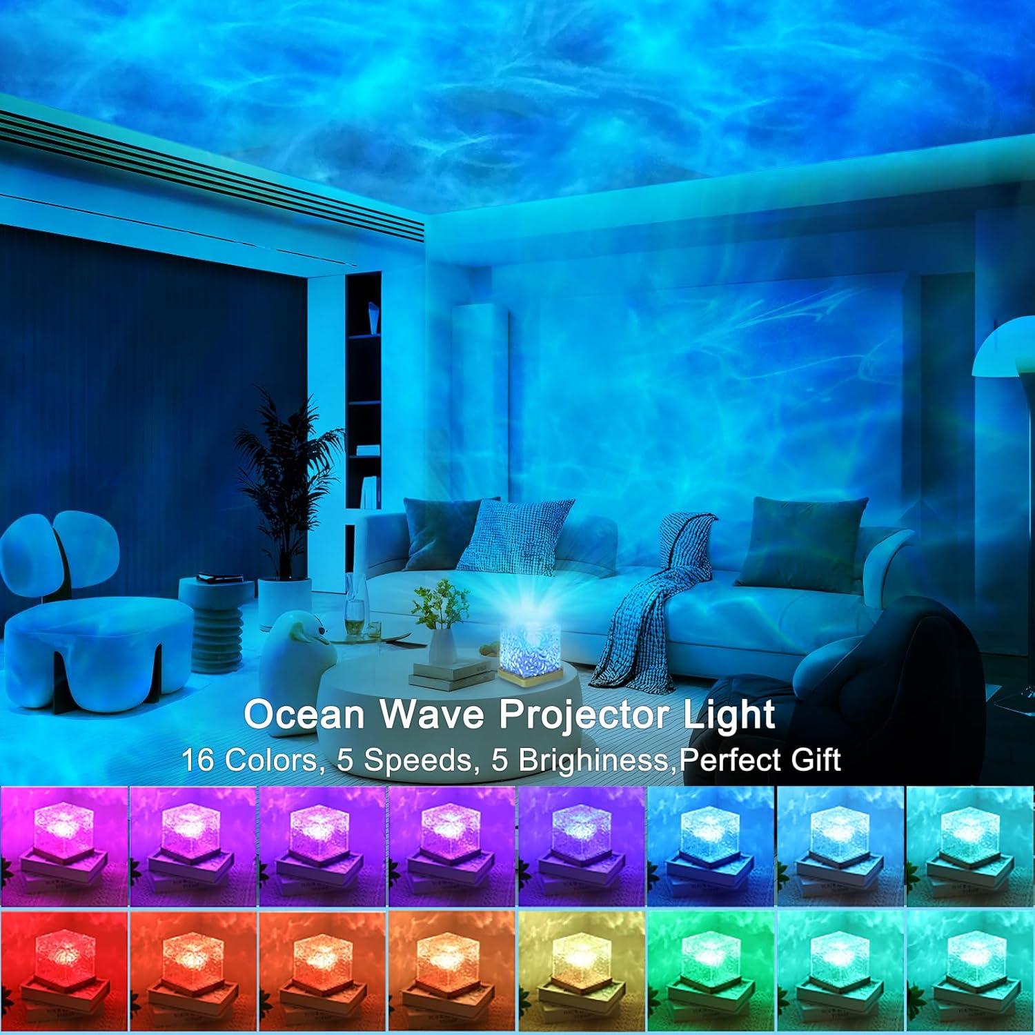 Proyector de Olas del Océano ZLDYPINK Luz Nocturna 3D 16 Colores