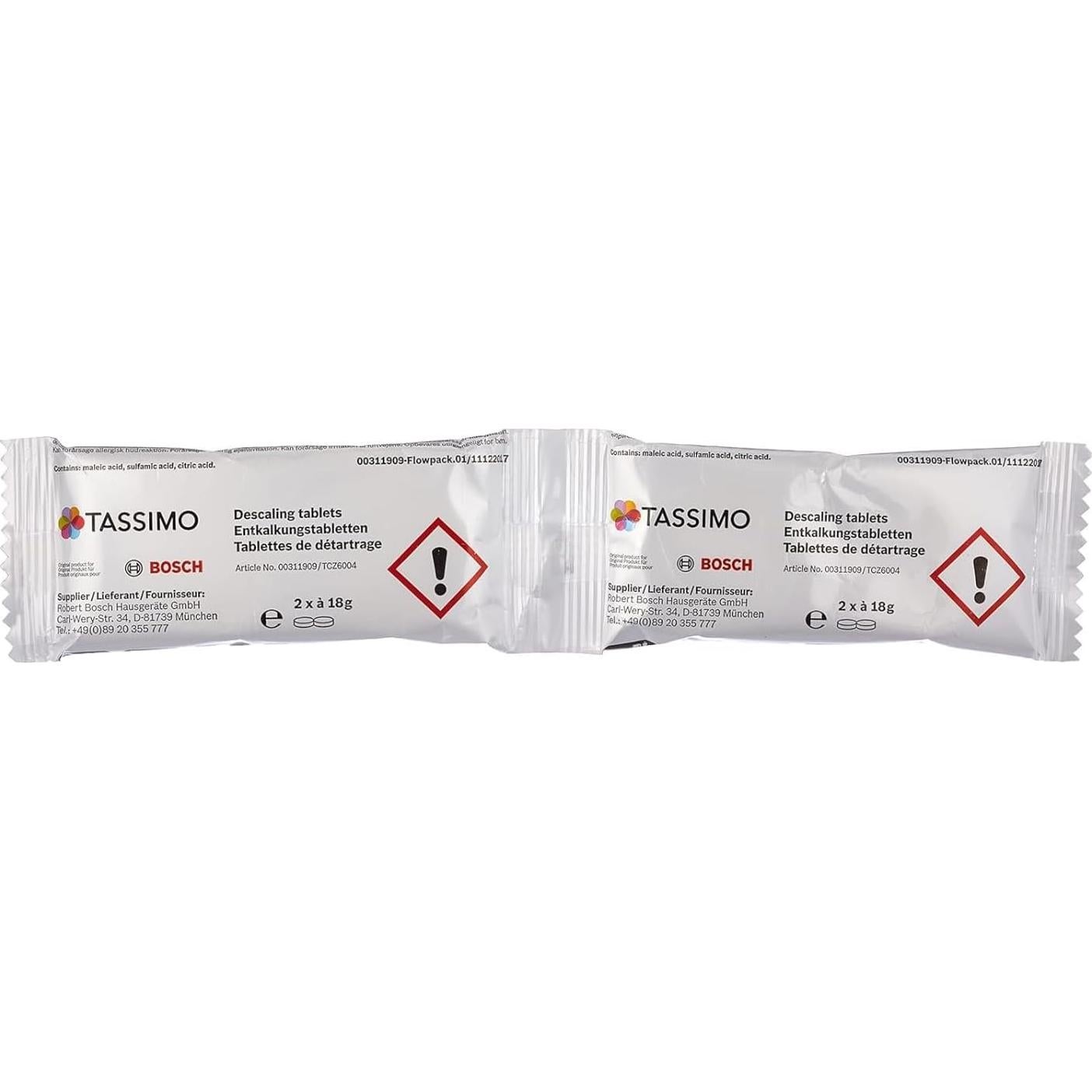 Tabletas descalcificadoras Bosch Tassimo TCZ6004 - 4 unidades