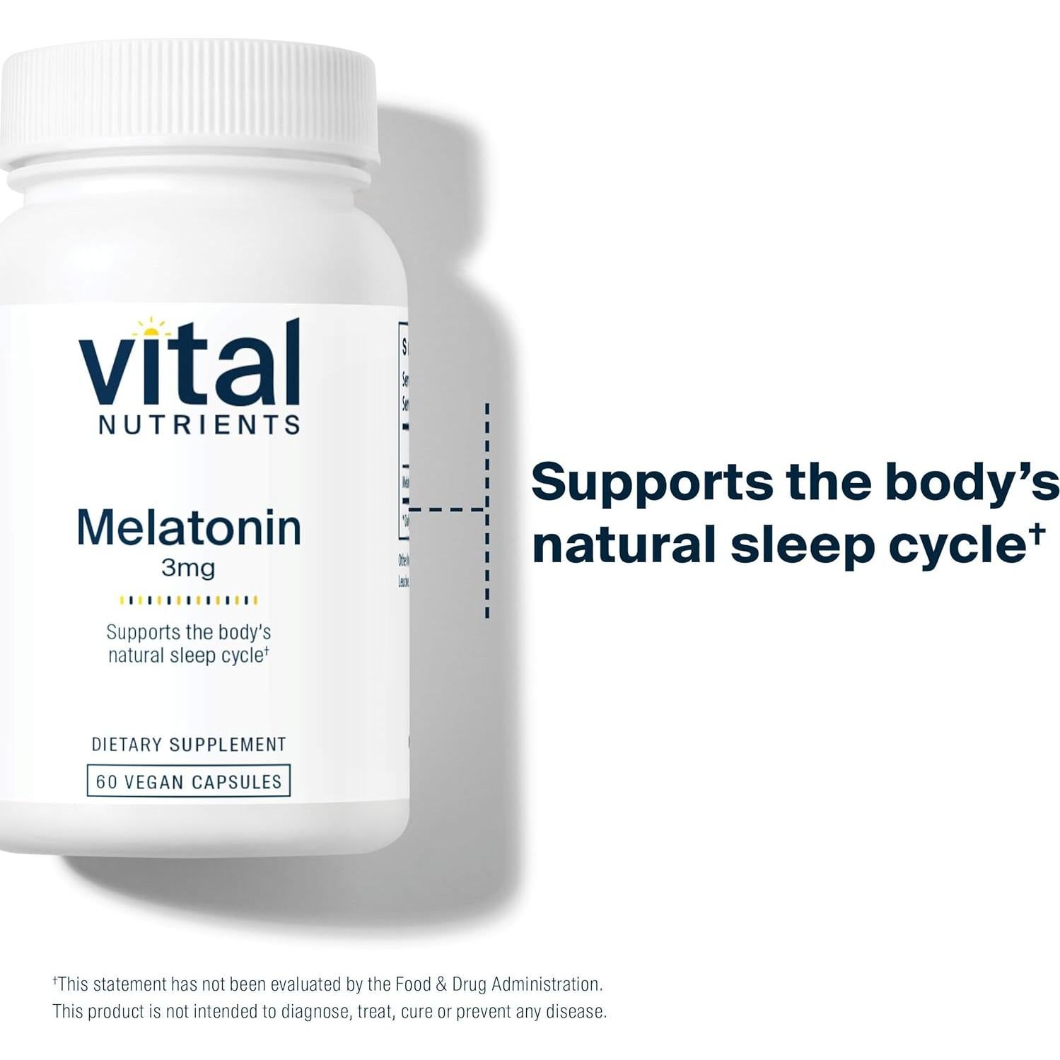 Melatonina 3mg Vital Nutrients Vegana 60 Cápsulas Suplemento