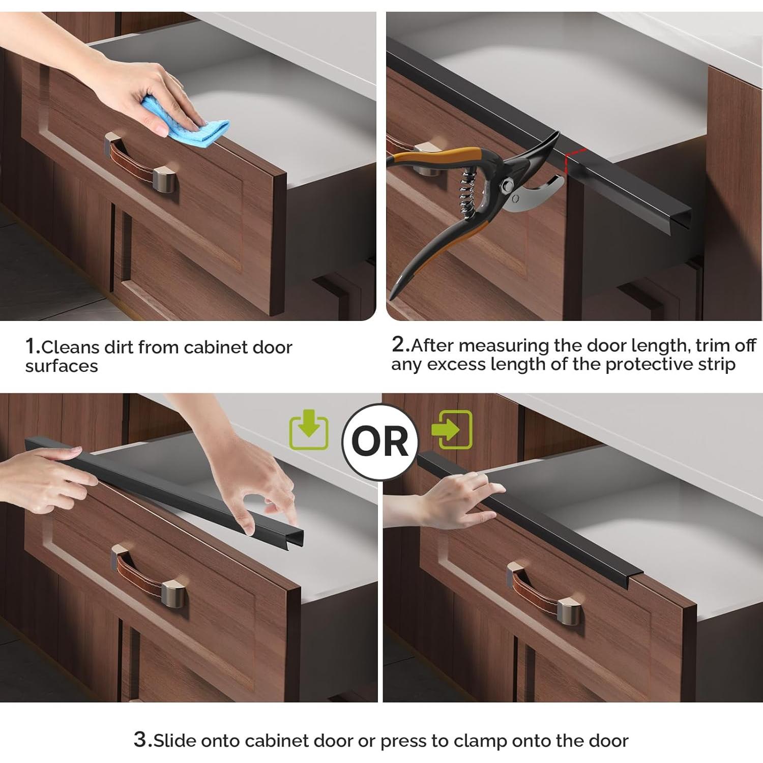 Protector de Borde de Gabinete Magicheap 45.72 cm Negro 2 PCS