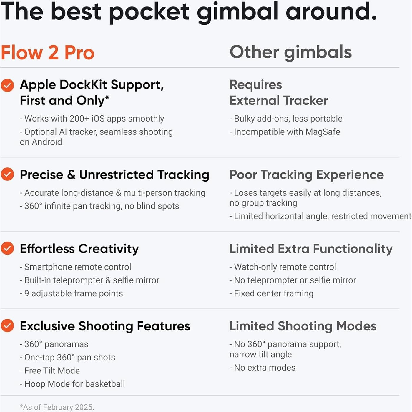 Insta360 Flow 2 Pro Creator Bundle Grey - Foldable AI Phone Gimbal, Apple DockKit, 360º Pan Tracking, Free Tilt Mode, Built-in Tripod/Selfie Stick, Portable Vlog/Travel Stabilizer, Spotlight, MagSafe