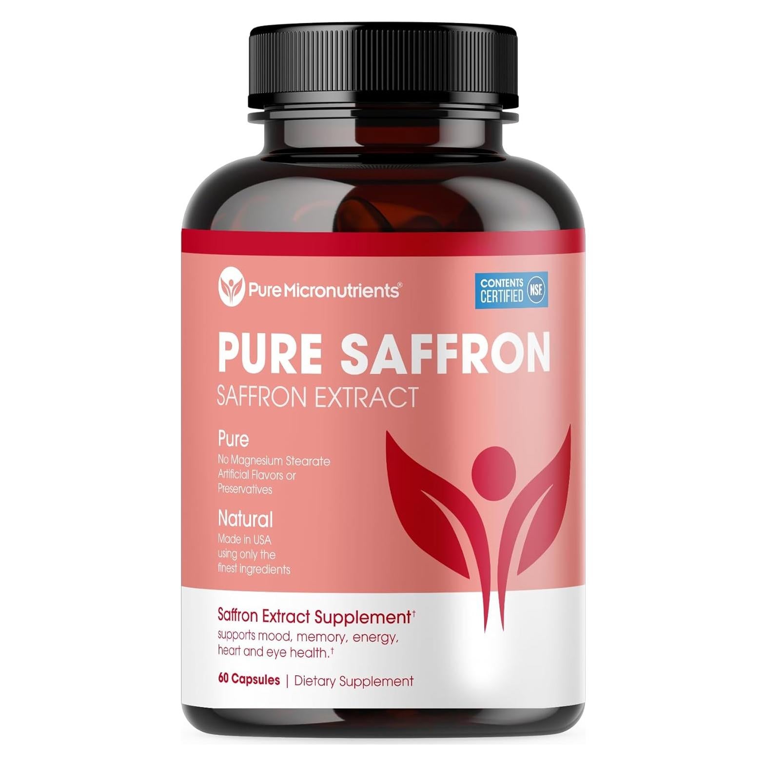 Cápsulas de Azafrán Puro Pure Micronutrients 28g - Energía y Salud