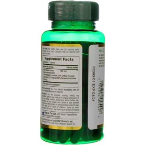 Cápsulas de Ginkgo Biloba 120 mg Bounty de la Naturaleza 100 unidades