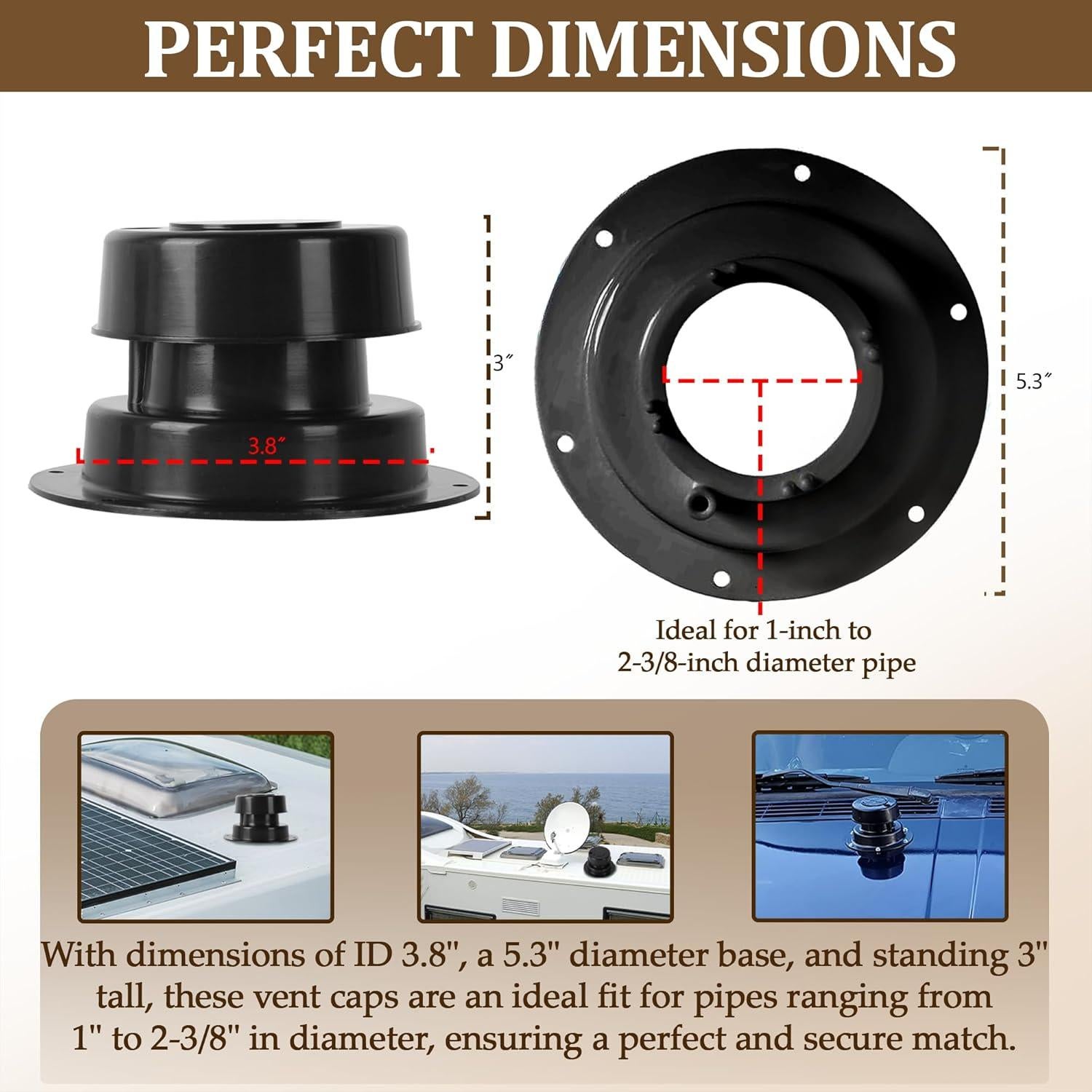 Kit de Cubiertas de Ventilación de Techo RV Aussio 2 Piezas