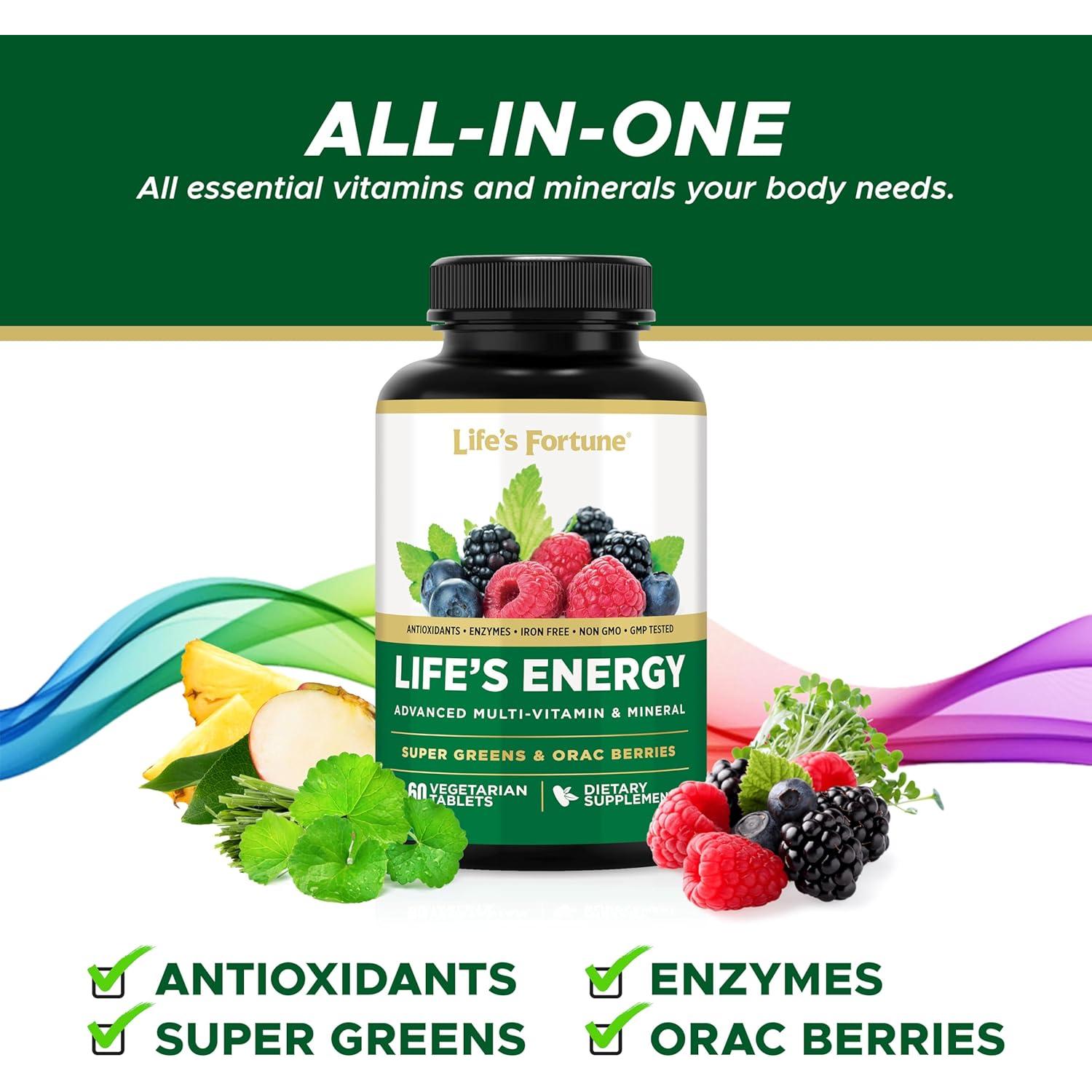 Multivitamina Avanzada Life's Fortune 60 Tabletas Energía y Inmunidad