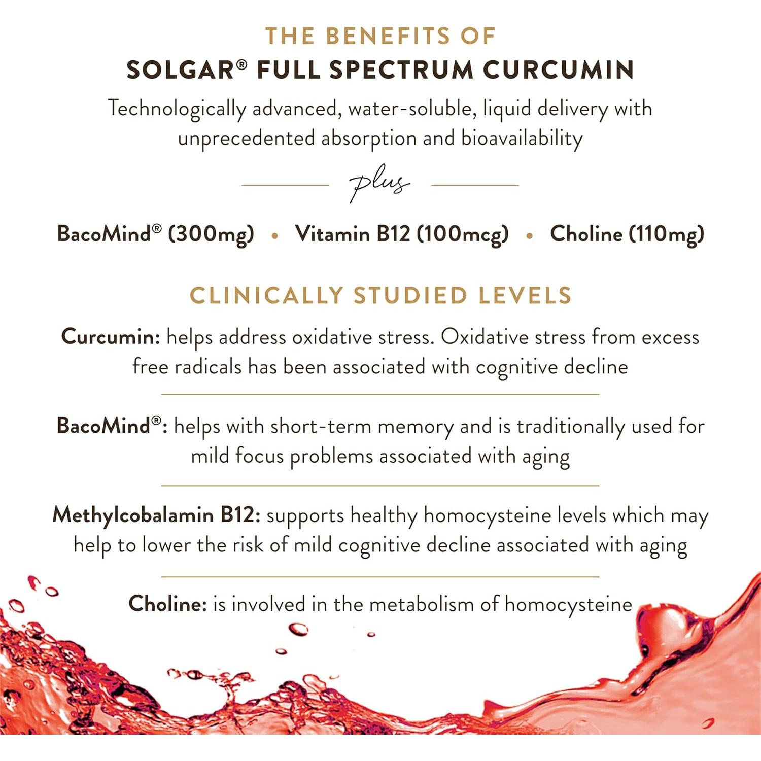 Suplemento Cognitivo Solgar Curcumina 90 Licaps - Memoria y Enfoque