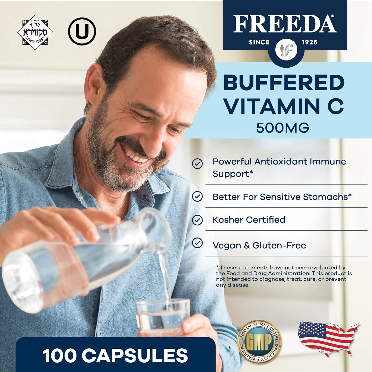 Vitamina C Buffered 500mg Freeda - Antioxidante y Soporte Inmunológico - 100 Cápsulas
