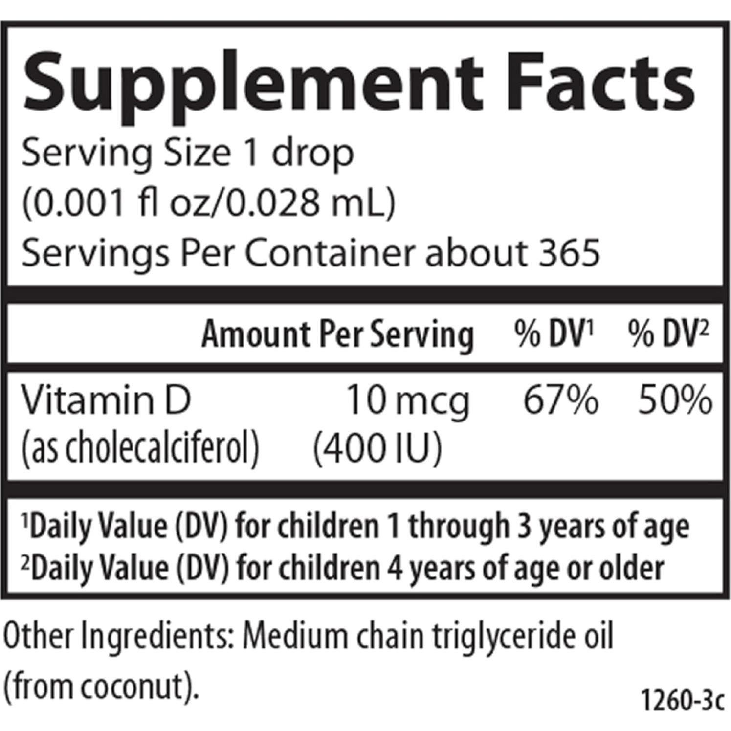 Gotas de Vitamina D3 para Niños Carlson 400 IU 10 ml