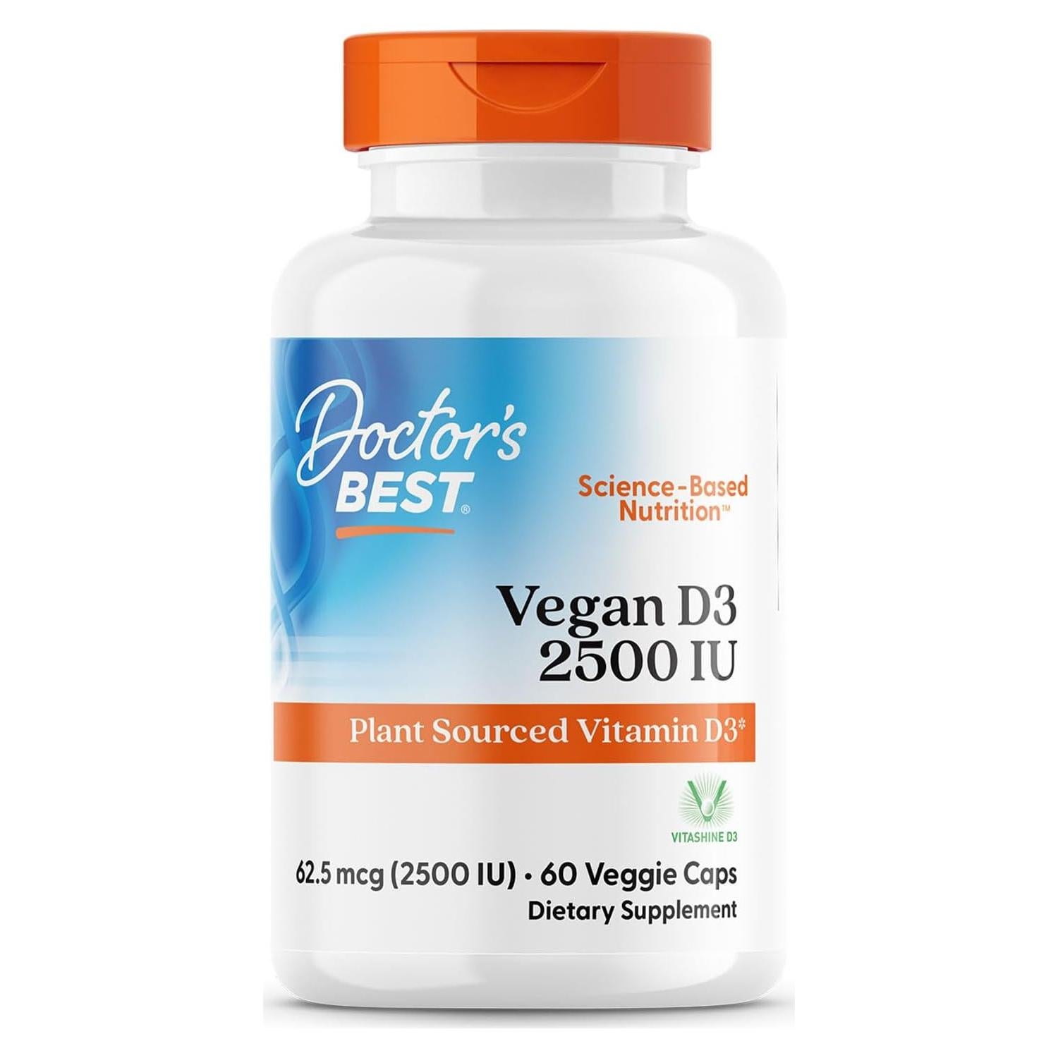 Vitamina D3 Vegana 2500 IU Doctor's Best 60 Cápsulas