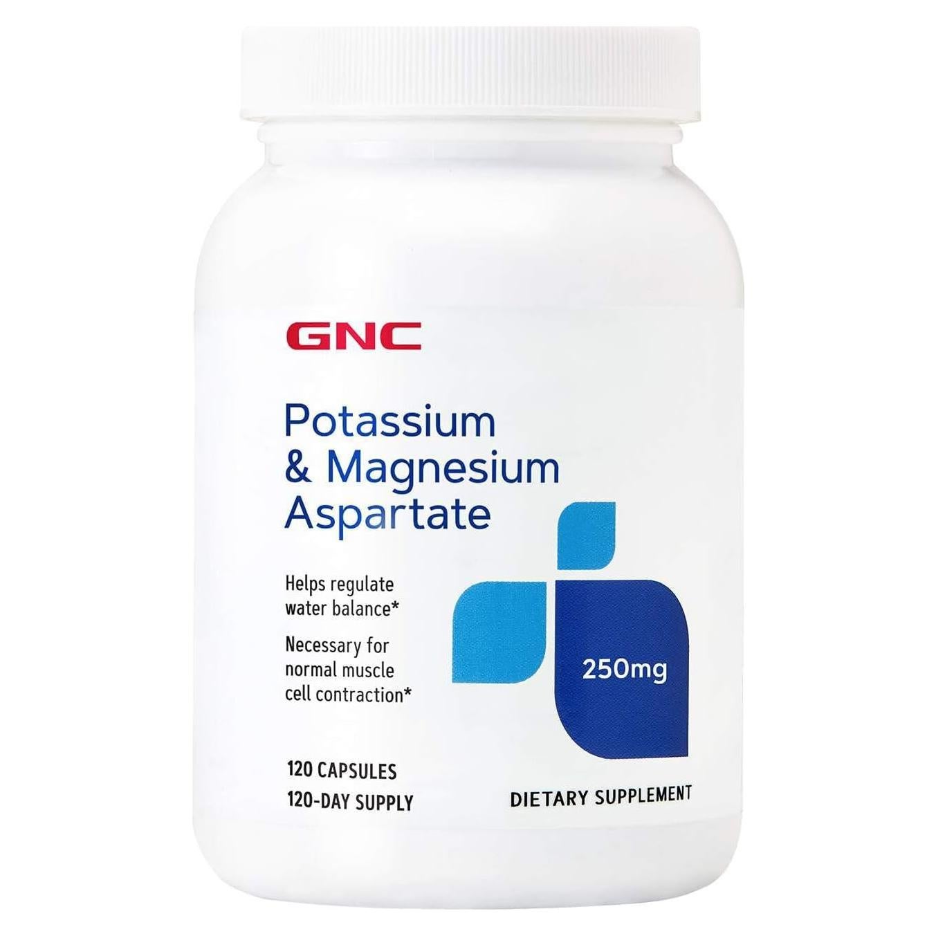 Suplemento GNC Aspartato de Potasio y Magnesio 250mg 120 Cápsulas