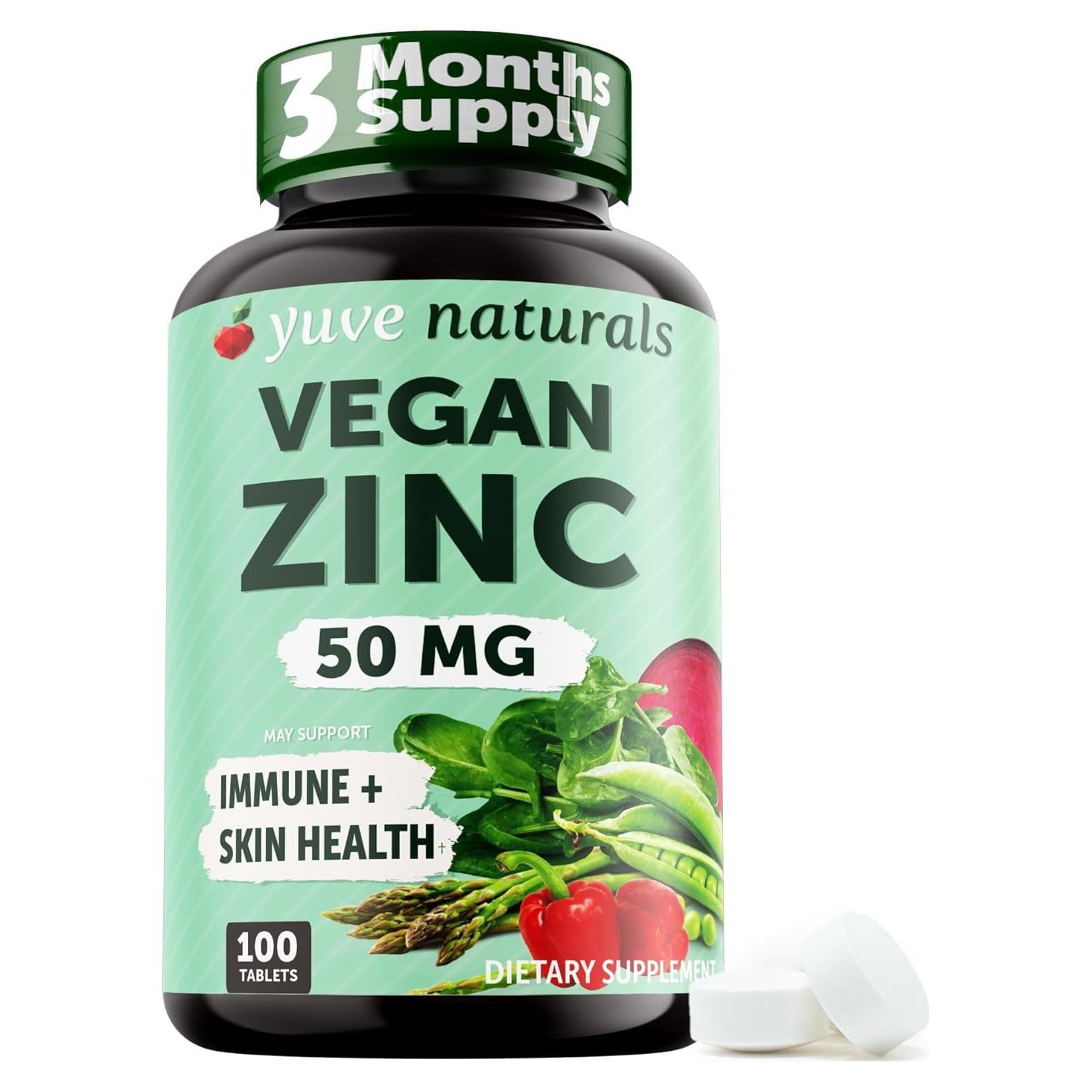 Suplemento de Zinc Vegano Yuve 50mg - 100 Tabletas Vegetarianas