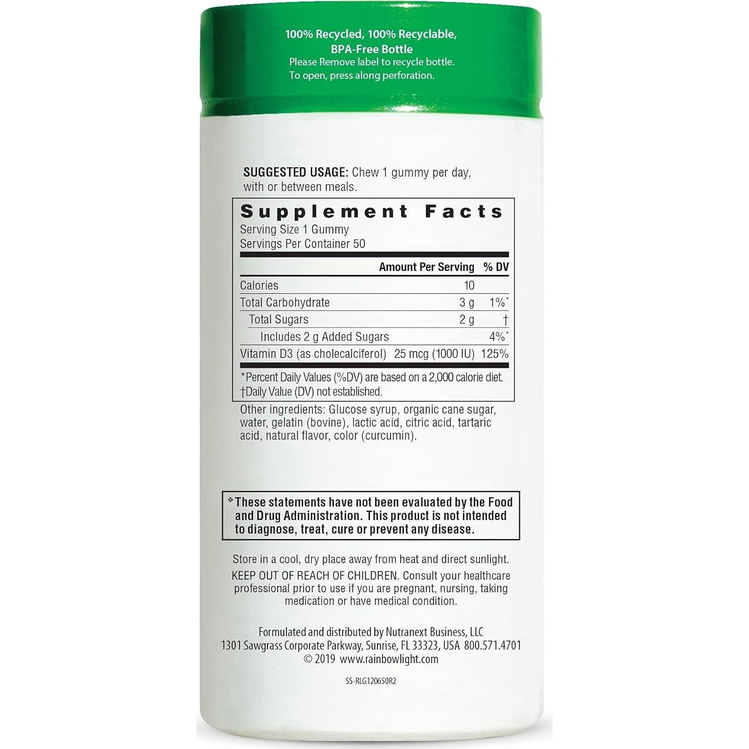 Gomas Soleadas Rainbow Light Vitamina D3 1000 UI 50 Unidades