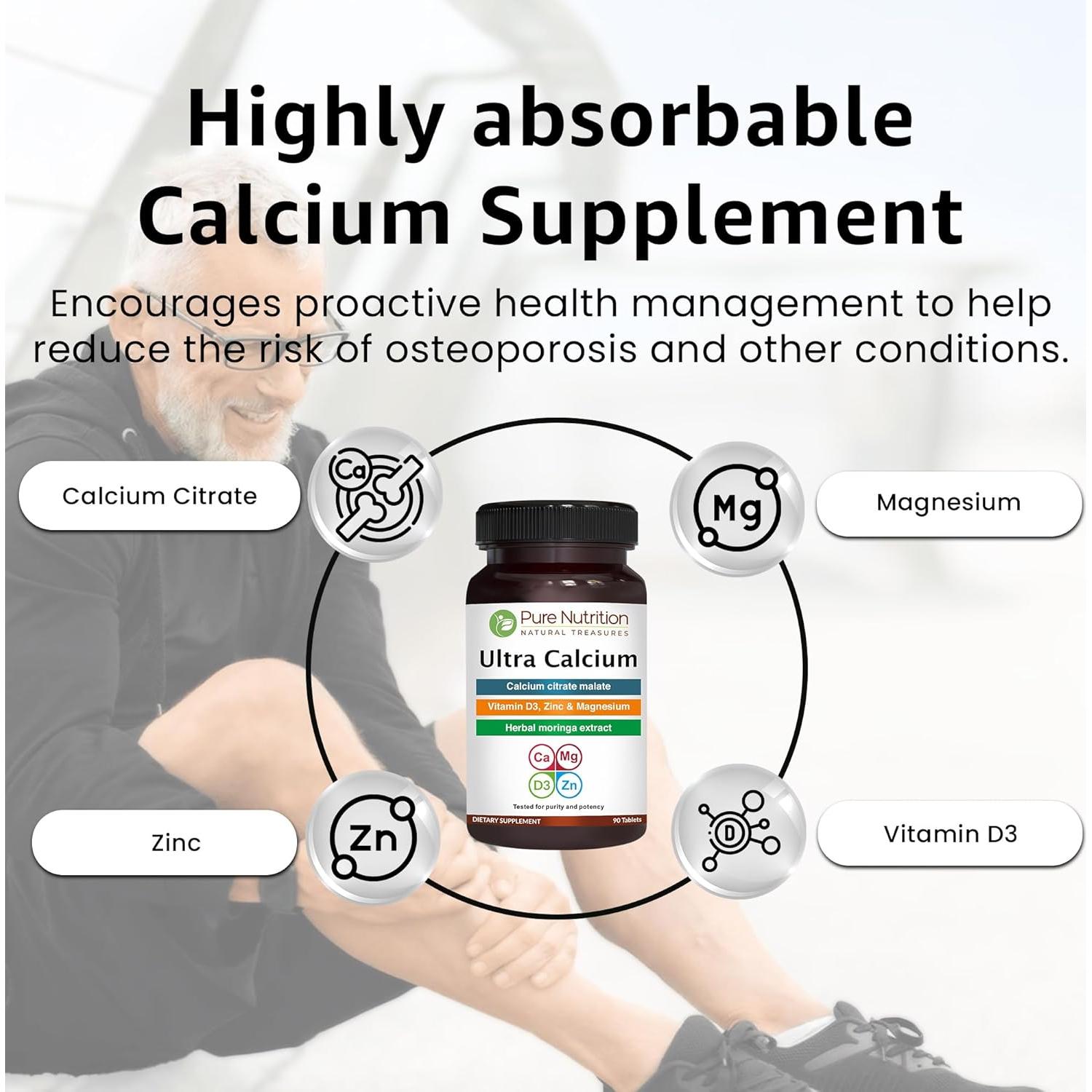 Suplemento de Calcio Ultra Pure Nutrition 1000mg 180 Tabletas