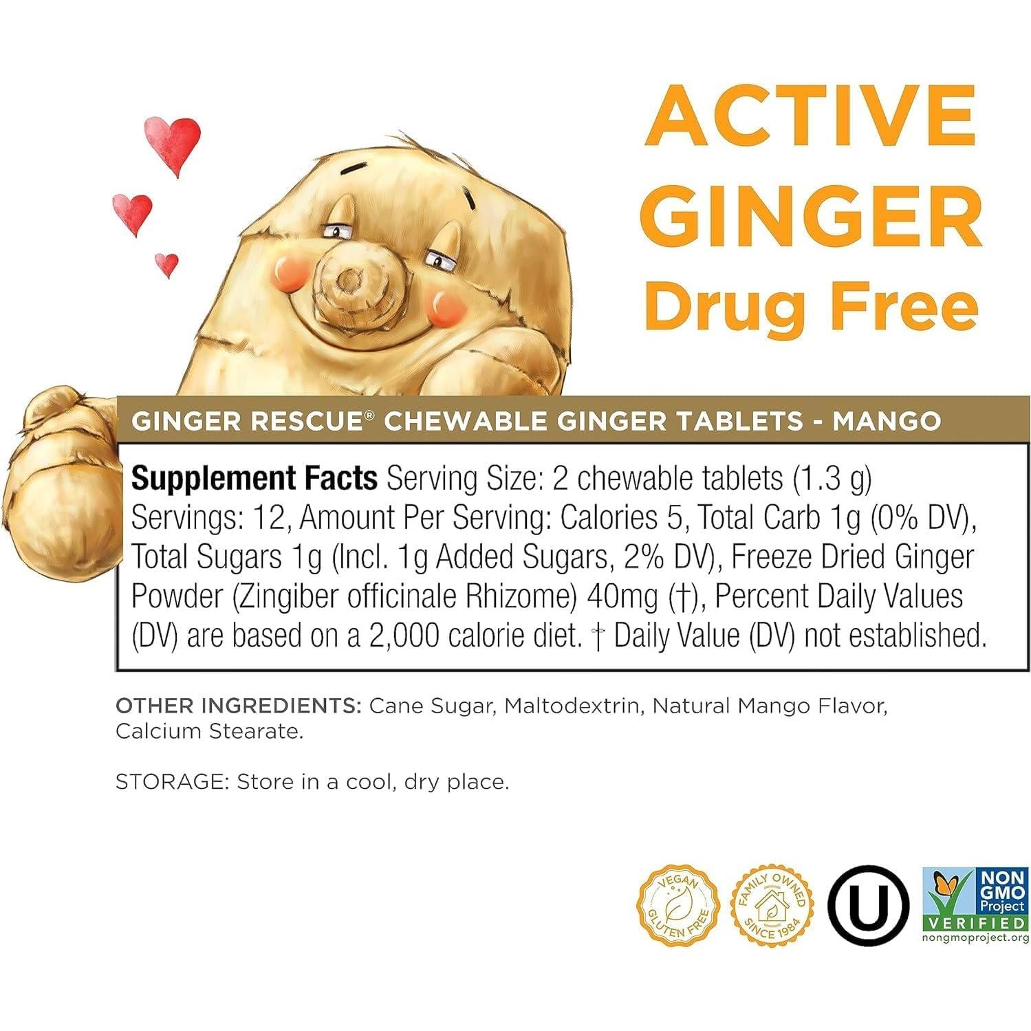 Tabletas Masticables The Ginger People Mango 24 Unidades
