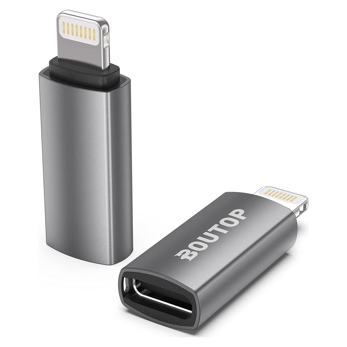 Adaptador USB C a Lightning BOUTOP 27W Carga Rápida 2 Pzs