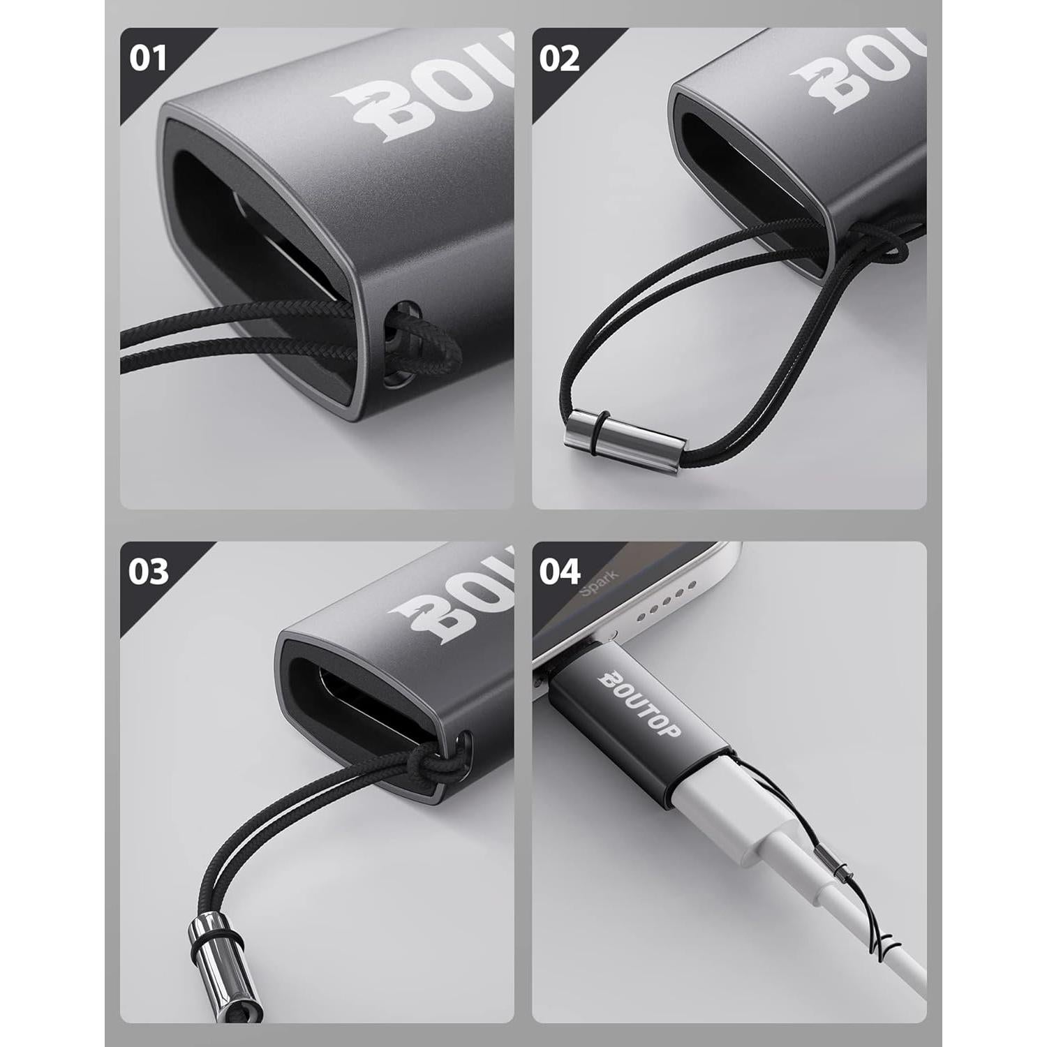 Adaptador USB C a Lightning BOUTOP 27W Carga Rápida 2 Pzs