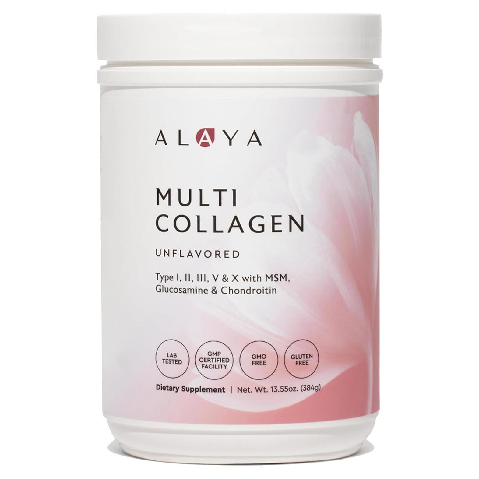Alaya Polvo de Colágeno Múltiple Hidrolizado 384g - Tipo I, II, III, V, X
