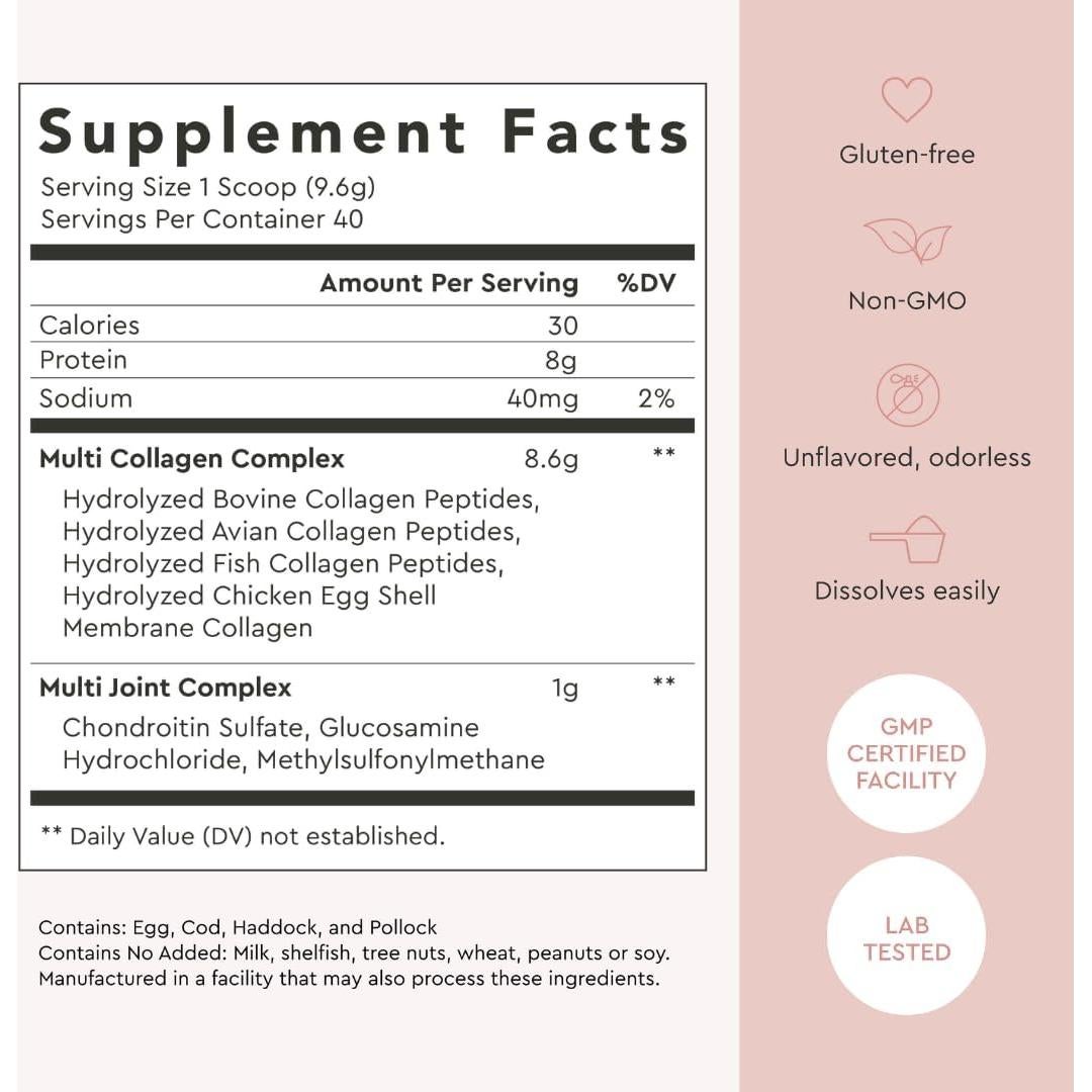 Alaya Polvo de Colágeno Múltiple Hidrolizado 384g - Tipo I, II, III, V, X