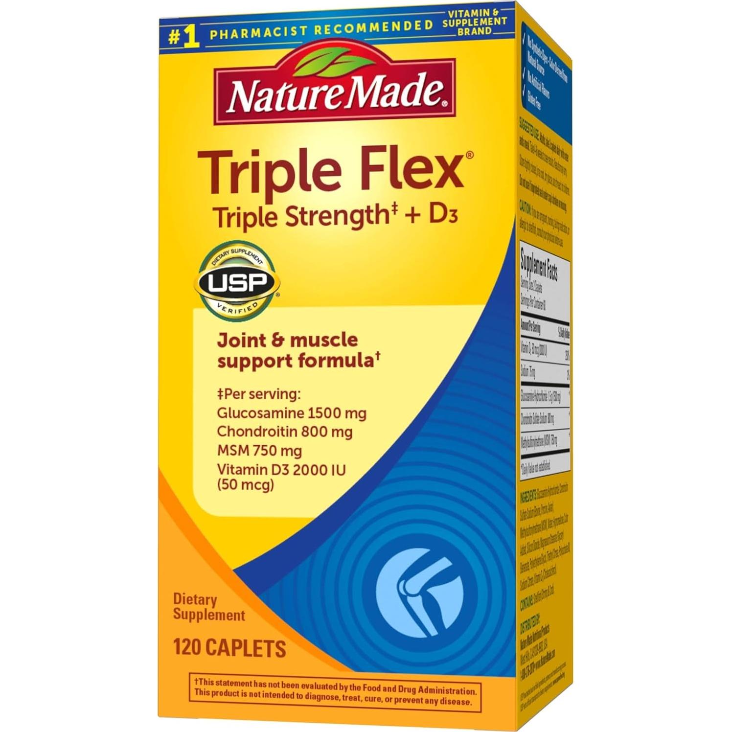 Nature Made TripleFlex Caplets 120 unidades con Vitamina D3