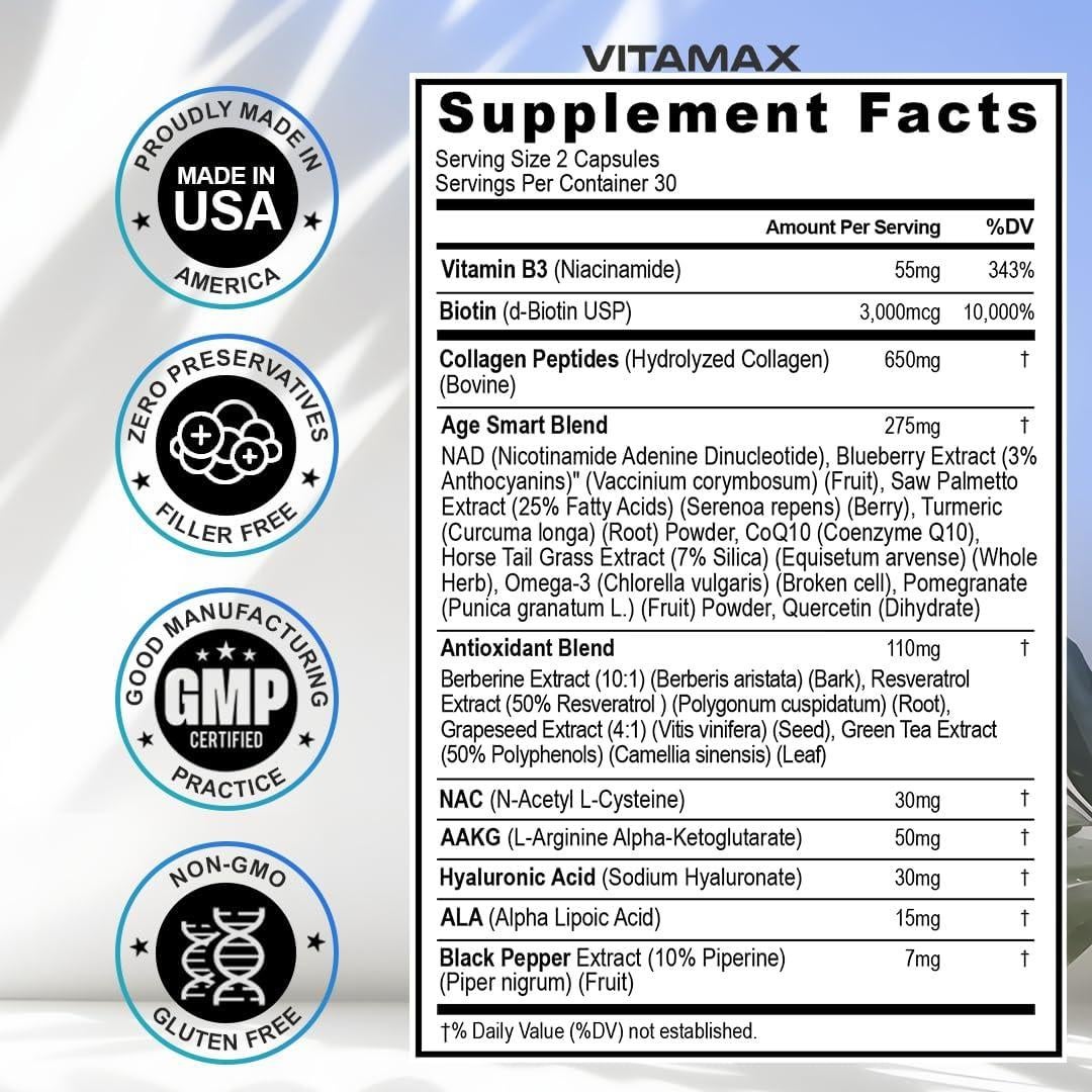 Suplemento Antienvejecimiento Vitamax 20 en 1 - 60 Cápsulas