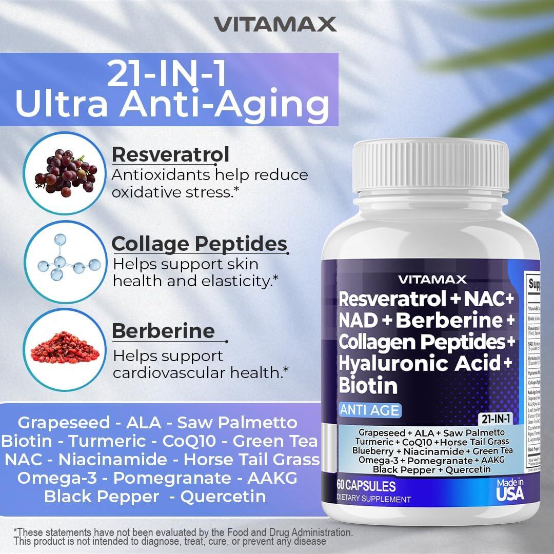 Suplemento Antienvejecimiento Vitamax 20 en 1 - 60 Cápsulas