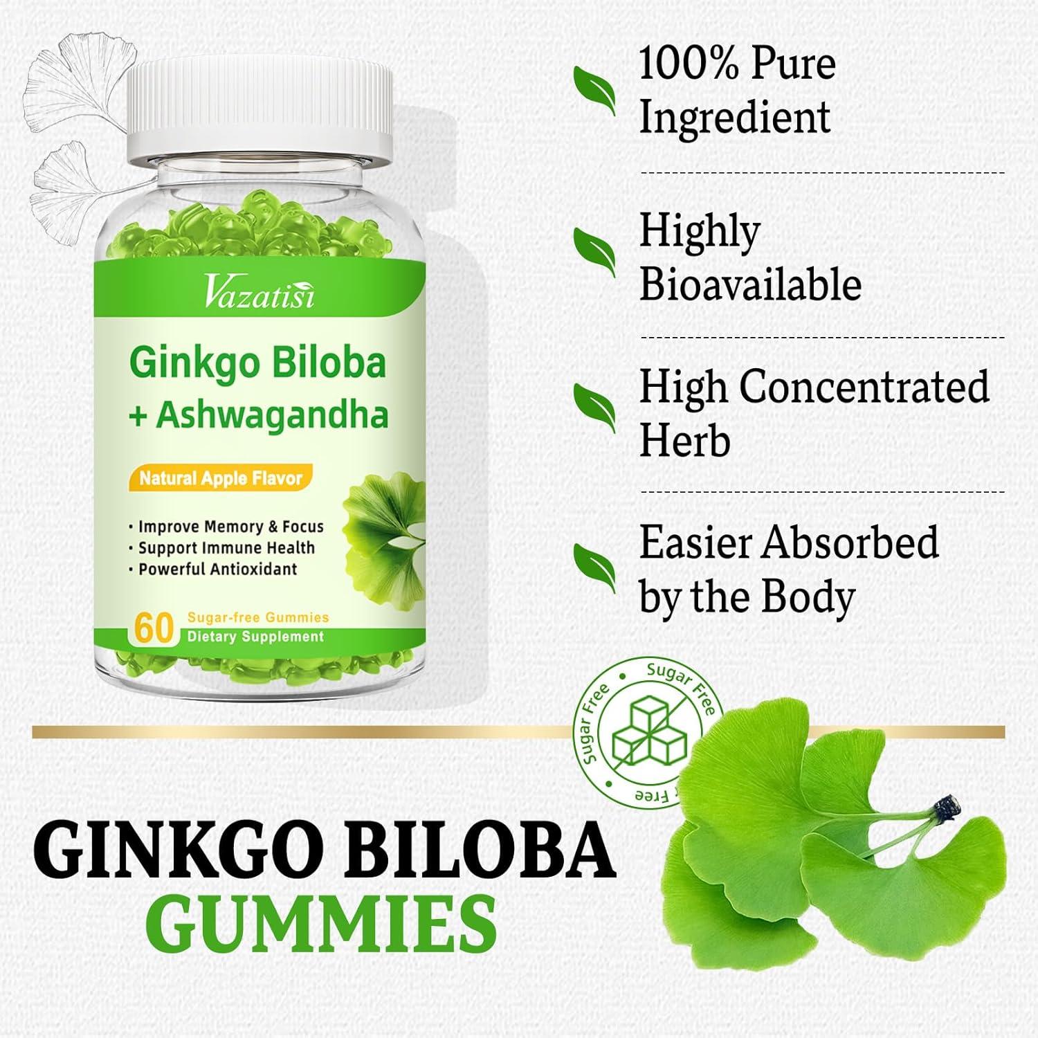 Gomitas de Ginkgo Biloba y Ginseng Vazatisi 60 Unidades Sabor Manzana