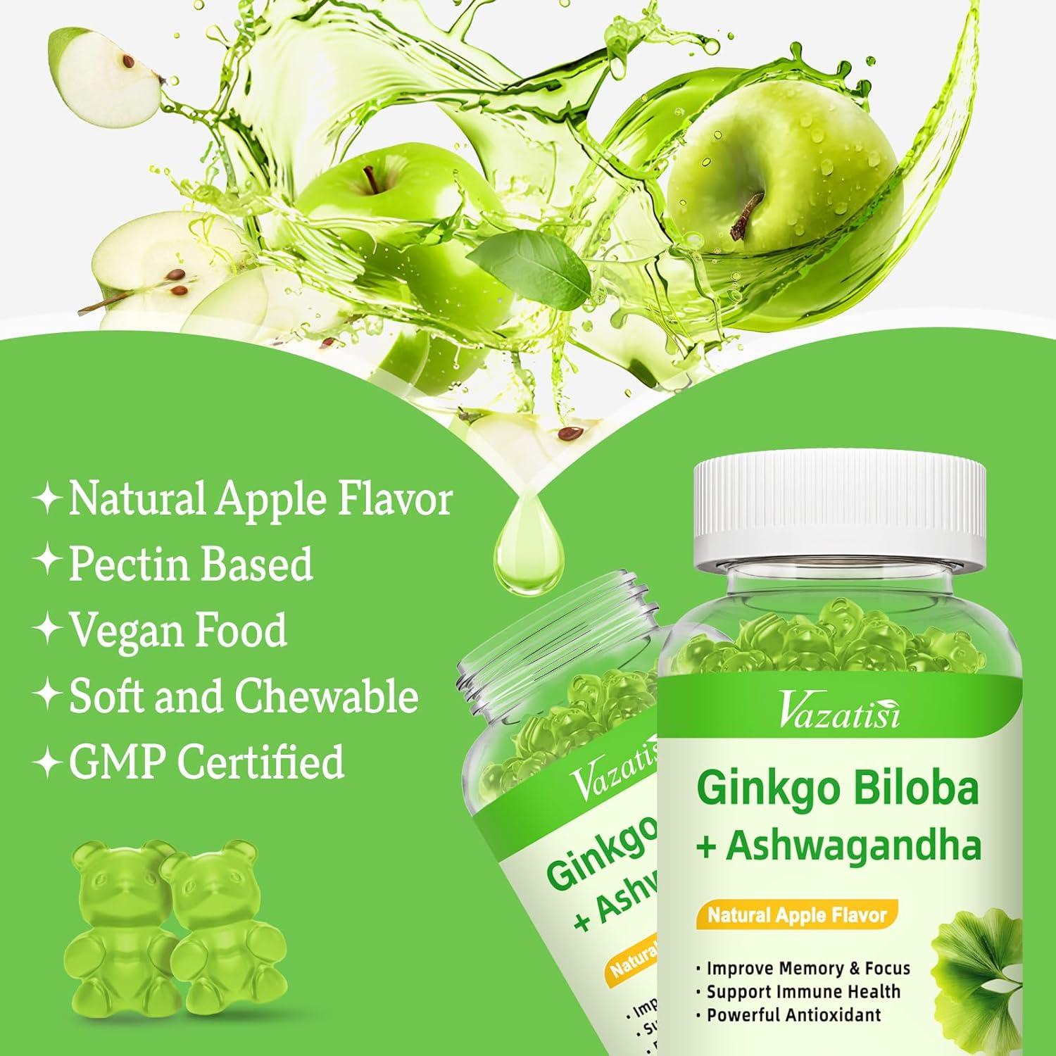Gomitas de Ginkgo Biloba y Ginseng Vazatisi 60 Unidades Sabor Manzana