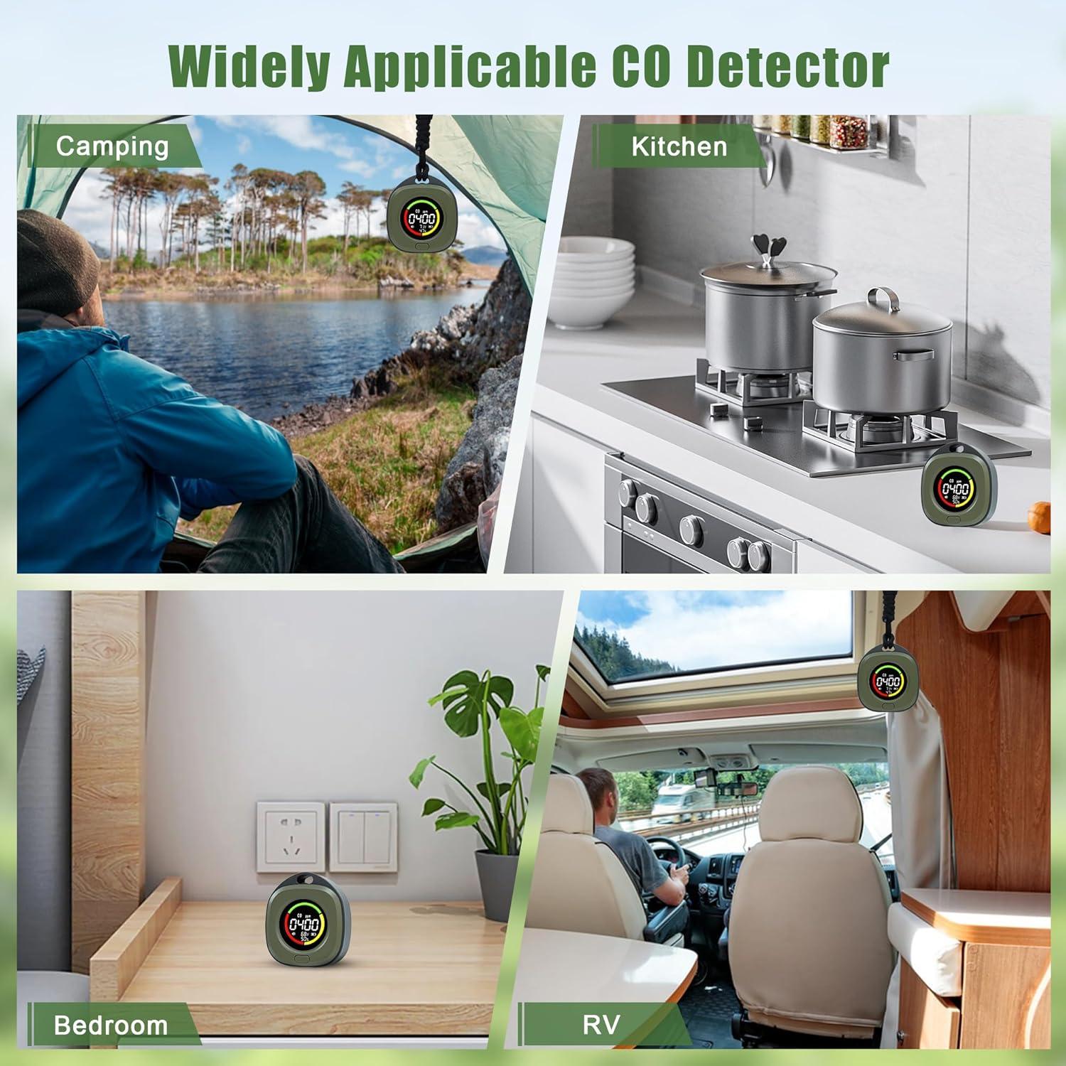 Detector de Monóxido de Carbono Portátil ASIEIT 3-en-1 Verde