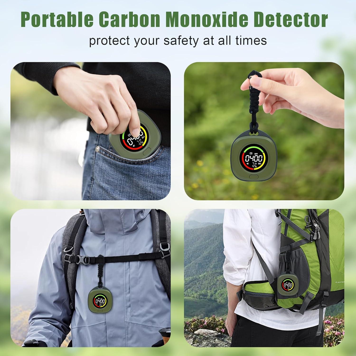 Detector de Monóxido de Carbono Portátil ASIEIT 3-en-1 Verde