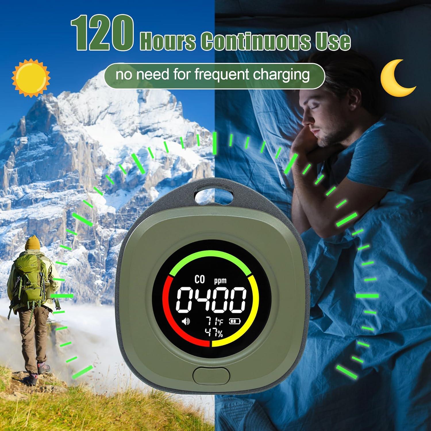 Detector de Monóxido de Carbono Portátil ASIEIT 3-en-1 Verde