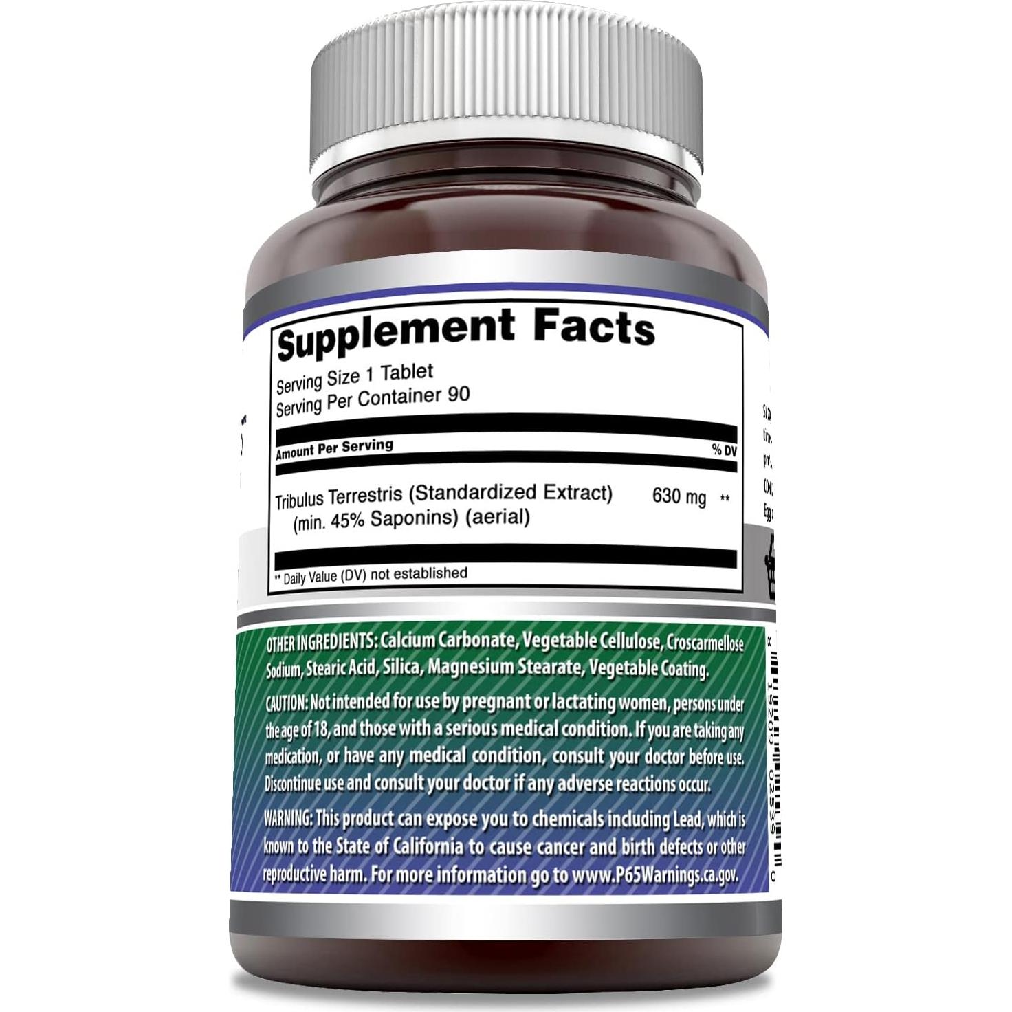 Suplemento de Tribulus 1000 Mg Fórmulas Asombrosas 90 Tabletas