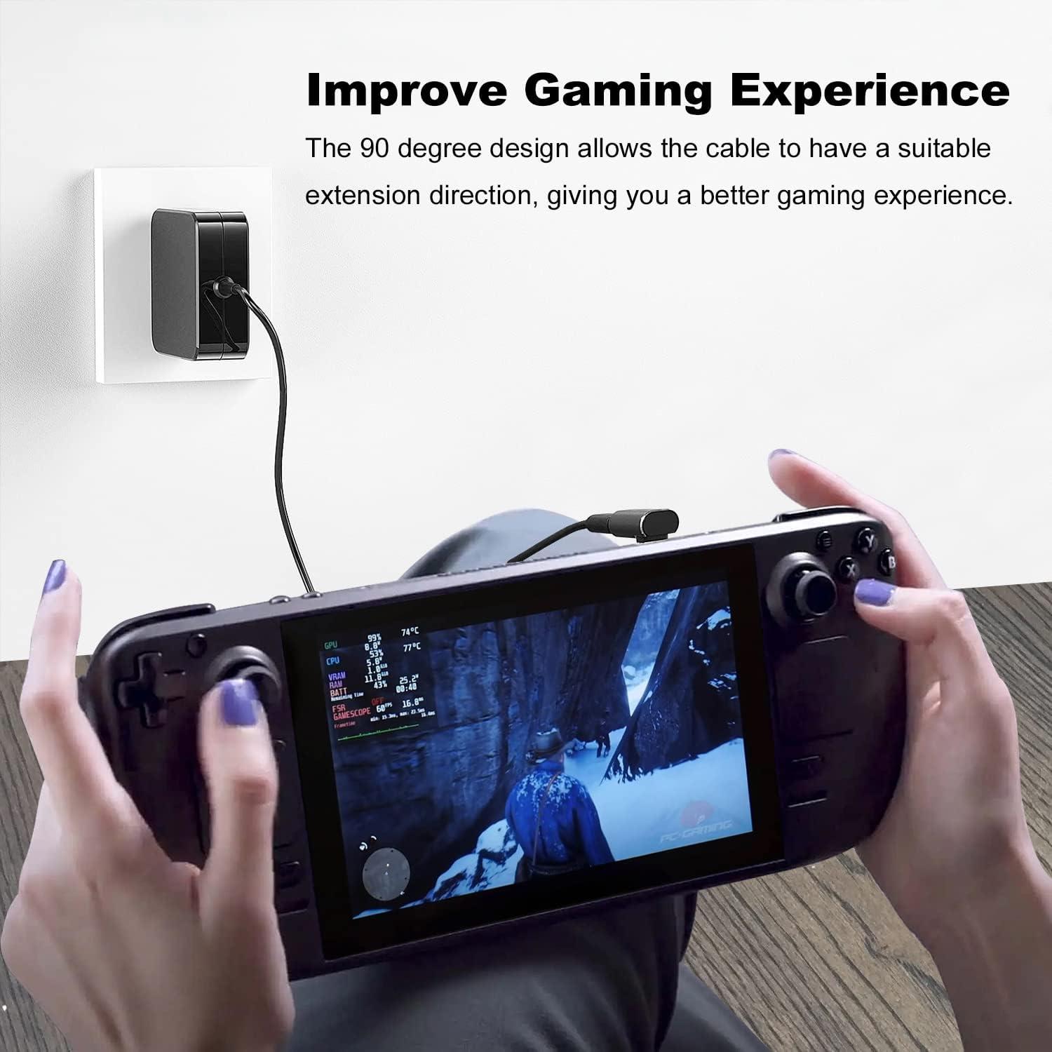 Adaptador USB-C 90° AreMe 100W 8K para Steam Deck y más