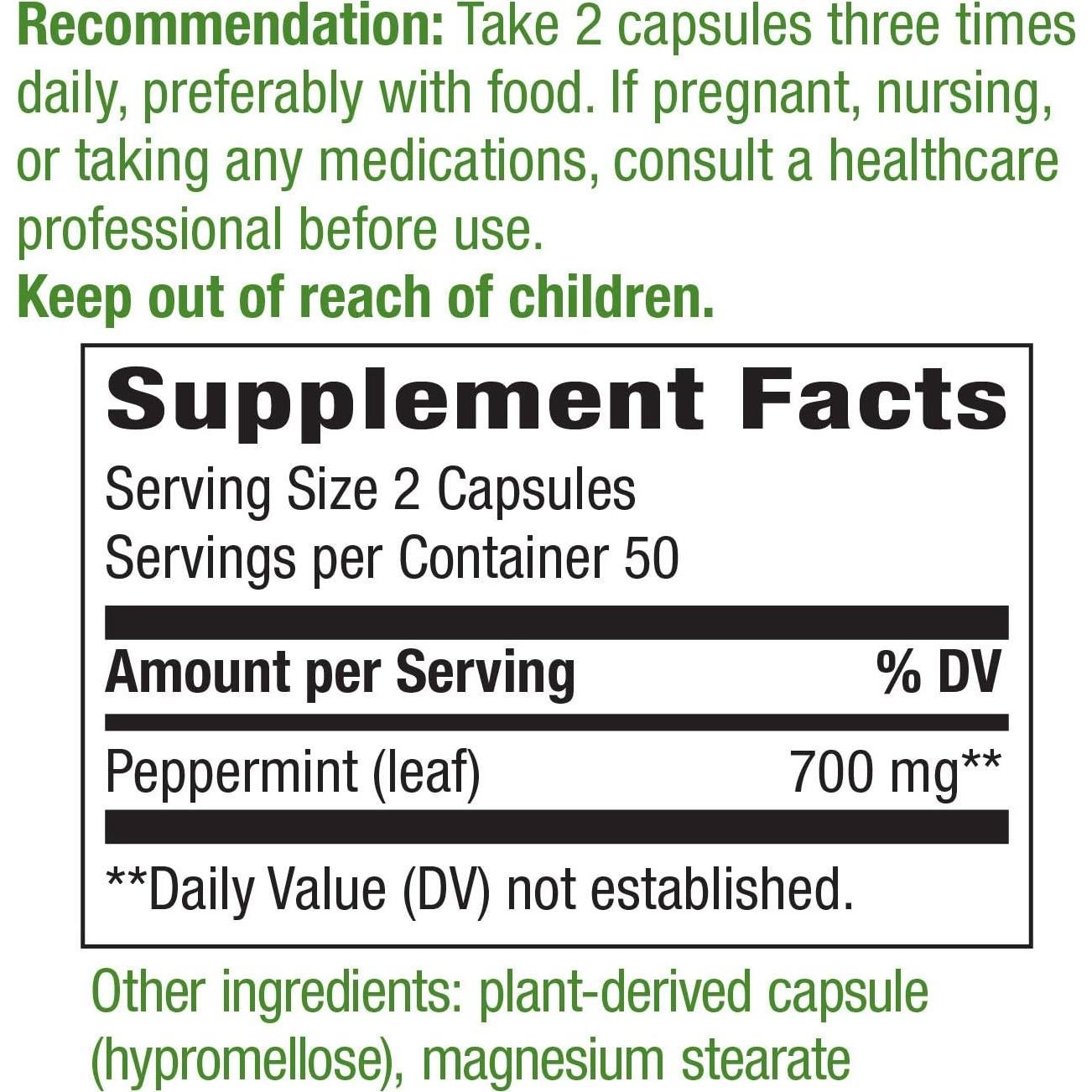 Hoja de Menta Nature's Way 700mg - 100 Cápsulas (Paquete de 2)