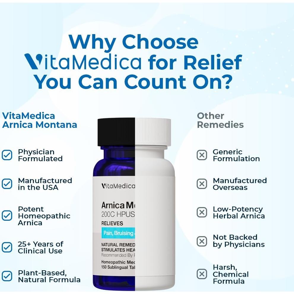 Tabletas Homeopáticas Arnica Montana 200C VitaMedica 150 Ct