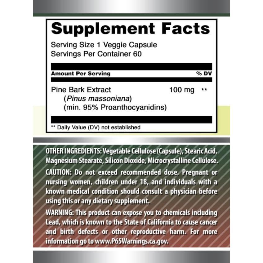 Extracto de Corteza de Pino Amazing Formulas 100mg 60 Cápsulas