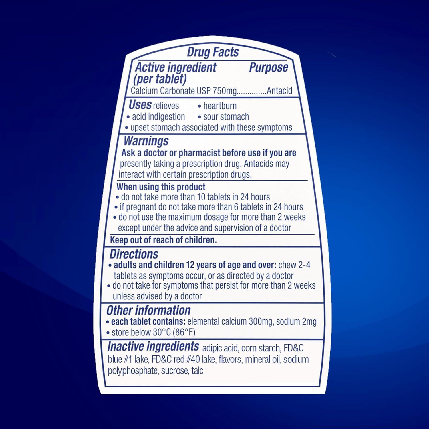 TUMS Extra Fuerte Tabletas Antiácidas Sabor Berries 96 Unidades