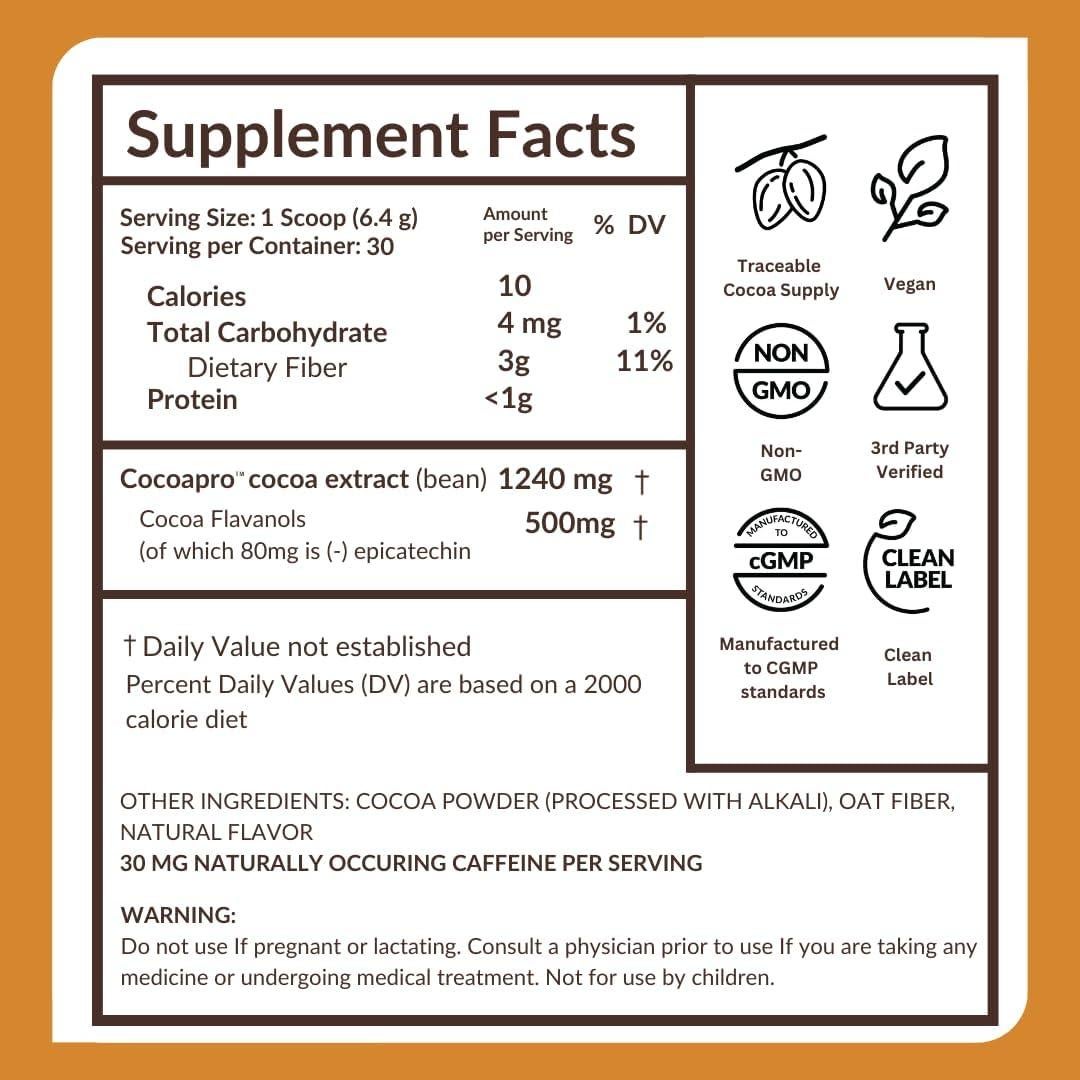 CocoaVia Polvo de Cacao Salud Cardíaca 192g - Vegano y Sin Gluten