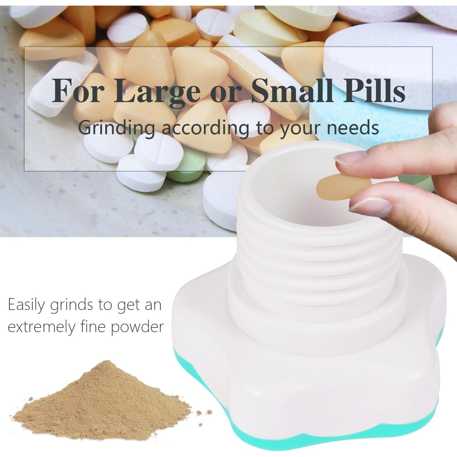 Triturador de Pastillas JohnBee con Compartimento y Cepillo - Cian