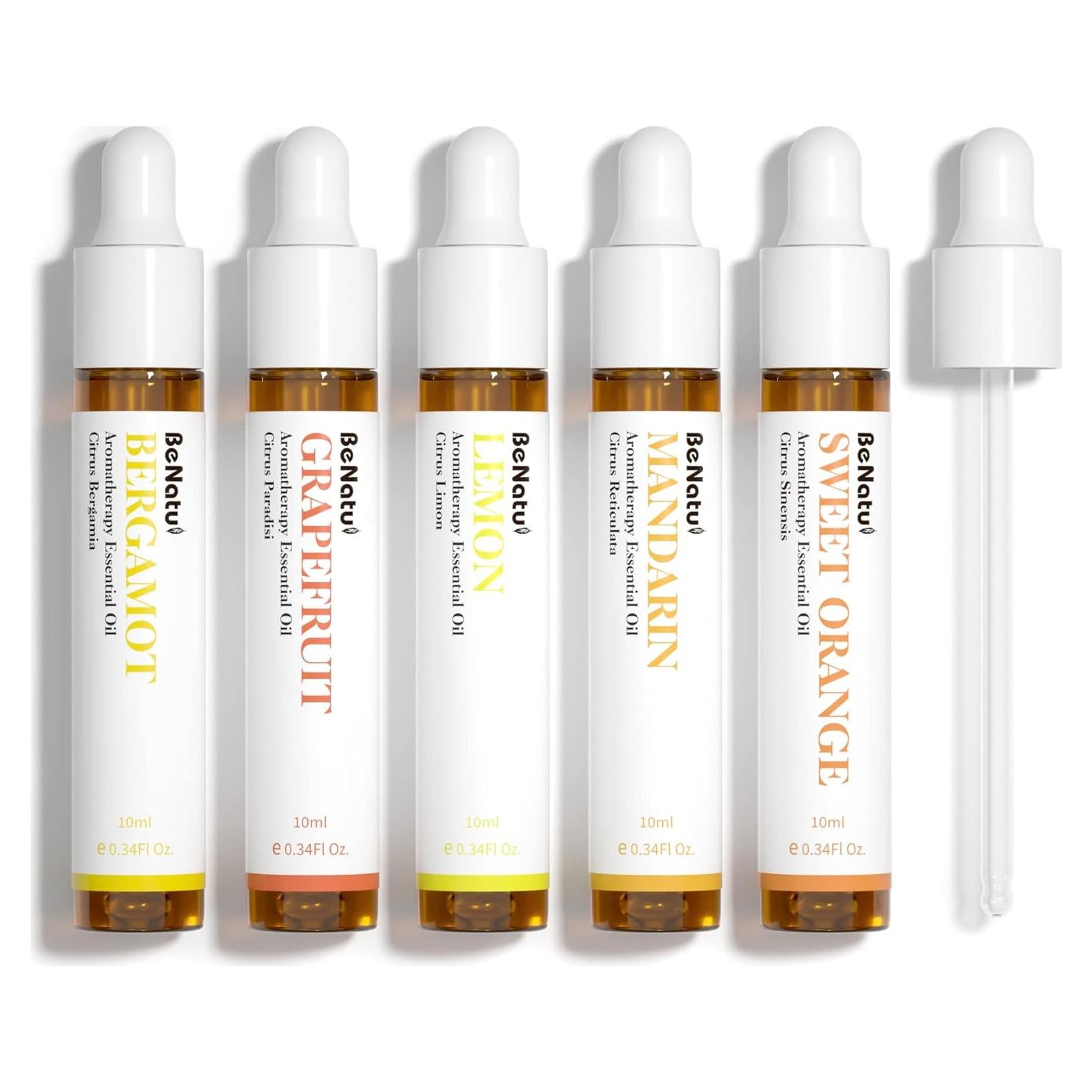 Juego de Aceites Esenciales Cítricos Benatu 10ml - 5 Paquetes