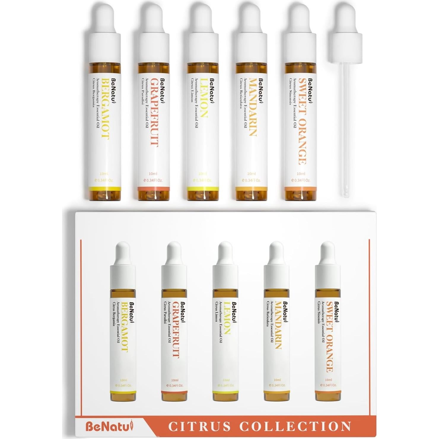 Juego de Aceites Esenciales Cítricos Benatu 10ml - 5 Paquetes