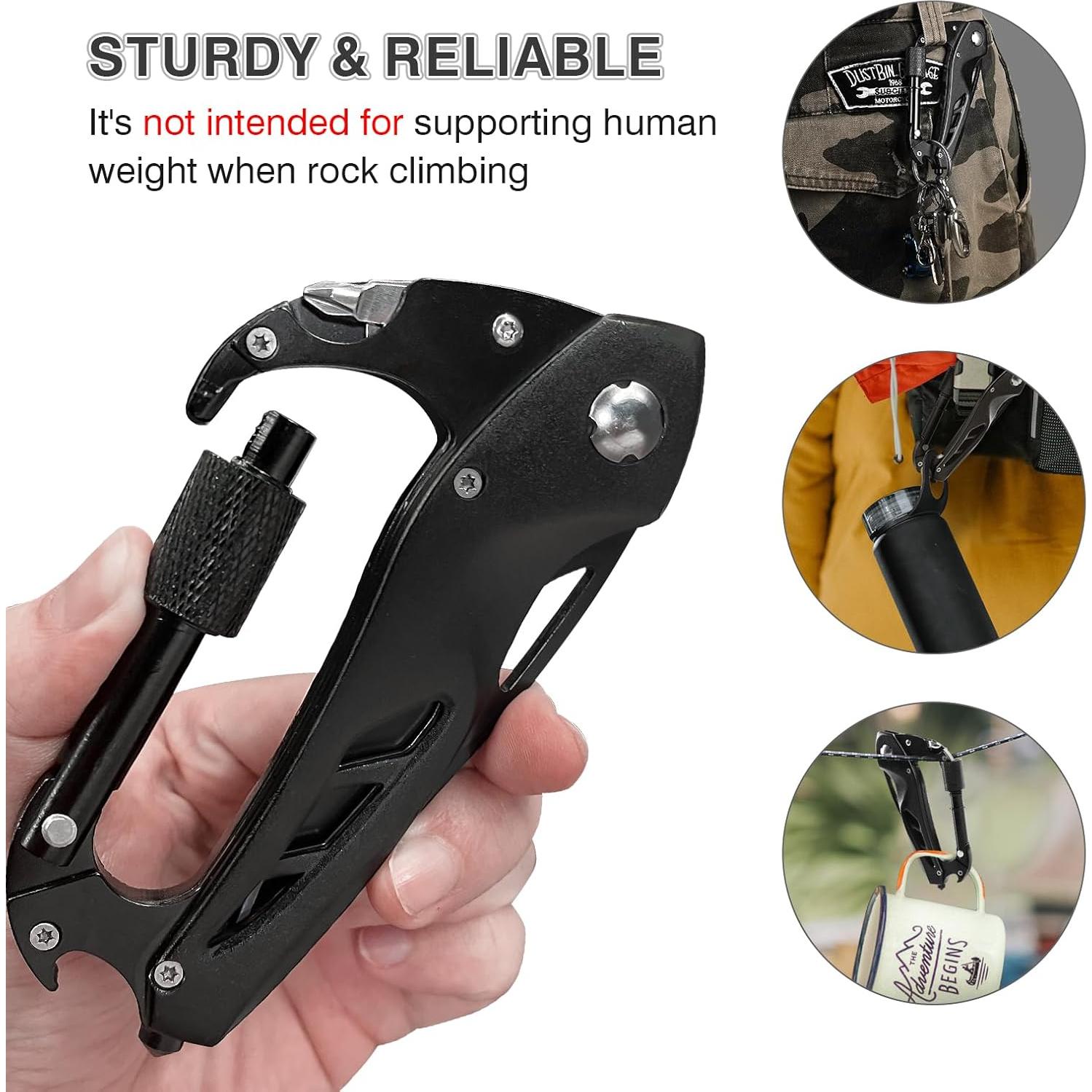 Multiherramienta FUNBRO con cuchillo y mosquetón EDC 6 en 1