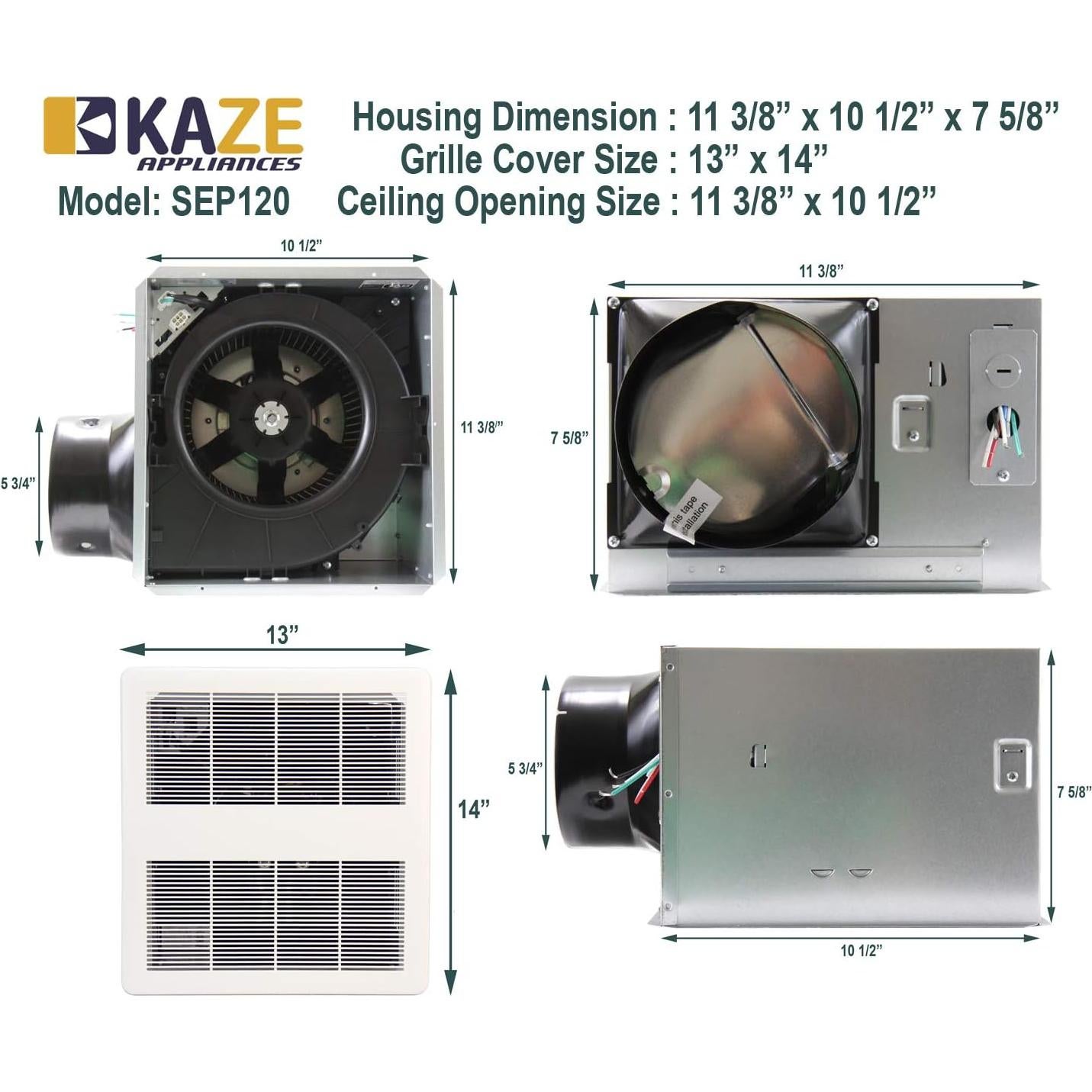 Ventilador Extractor de Baño KAZE SEP120 120 CFM Ultra Silencioso