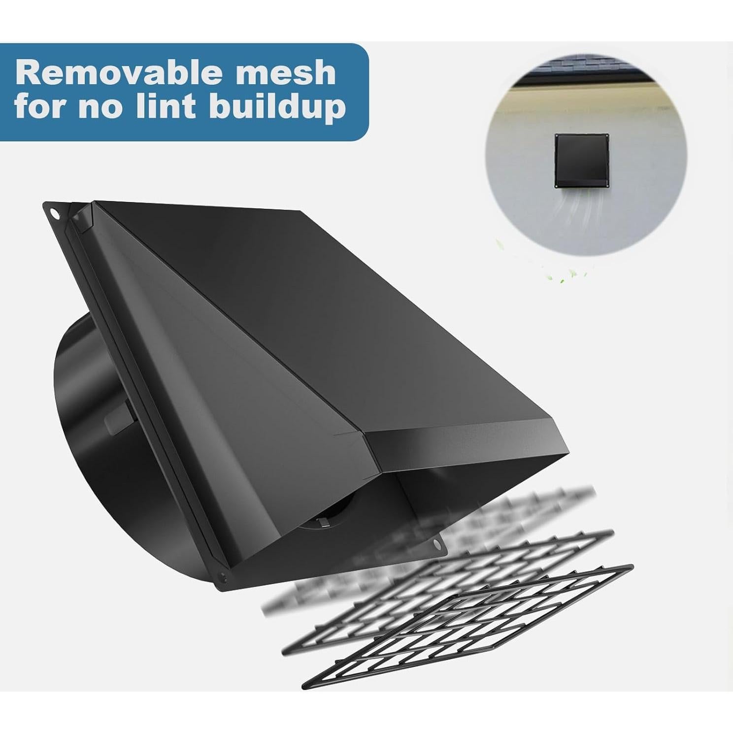 Cubierta de Ventilación para Secadora Hon&Guan 10.2 cm Negra