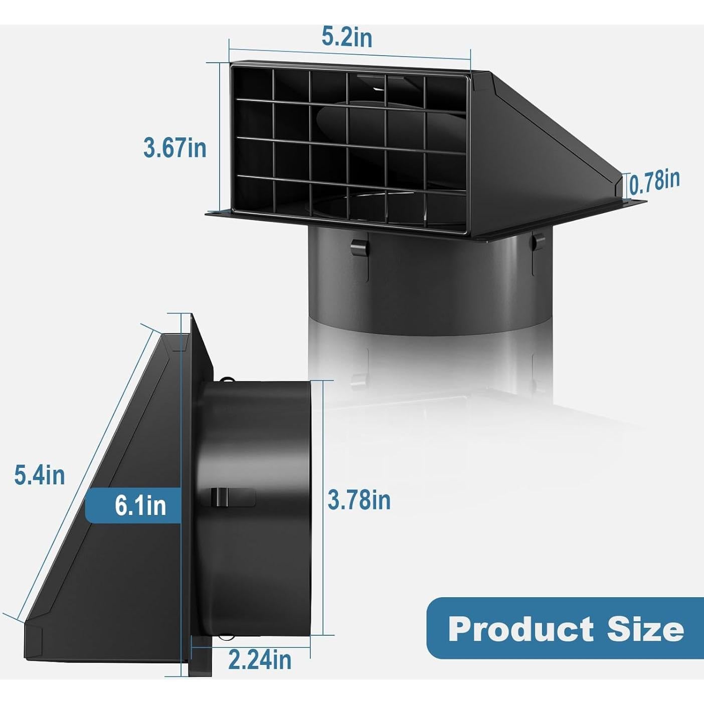 Cubierta de Ventilación para Secadora Hon&Guan 10.2 cm Negra